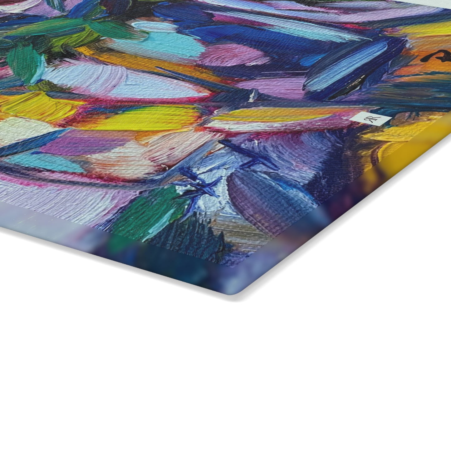 Abstract Roses and Yellow Warbler Bird Glass Cutting Board