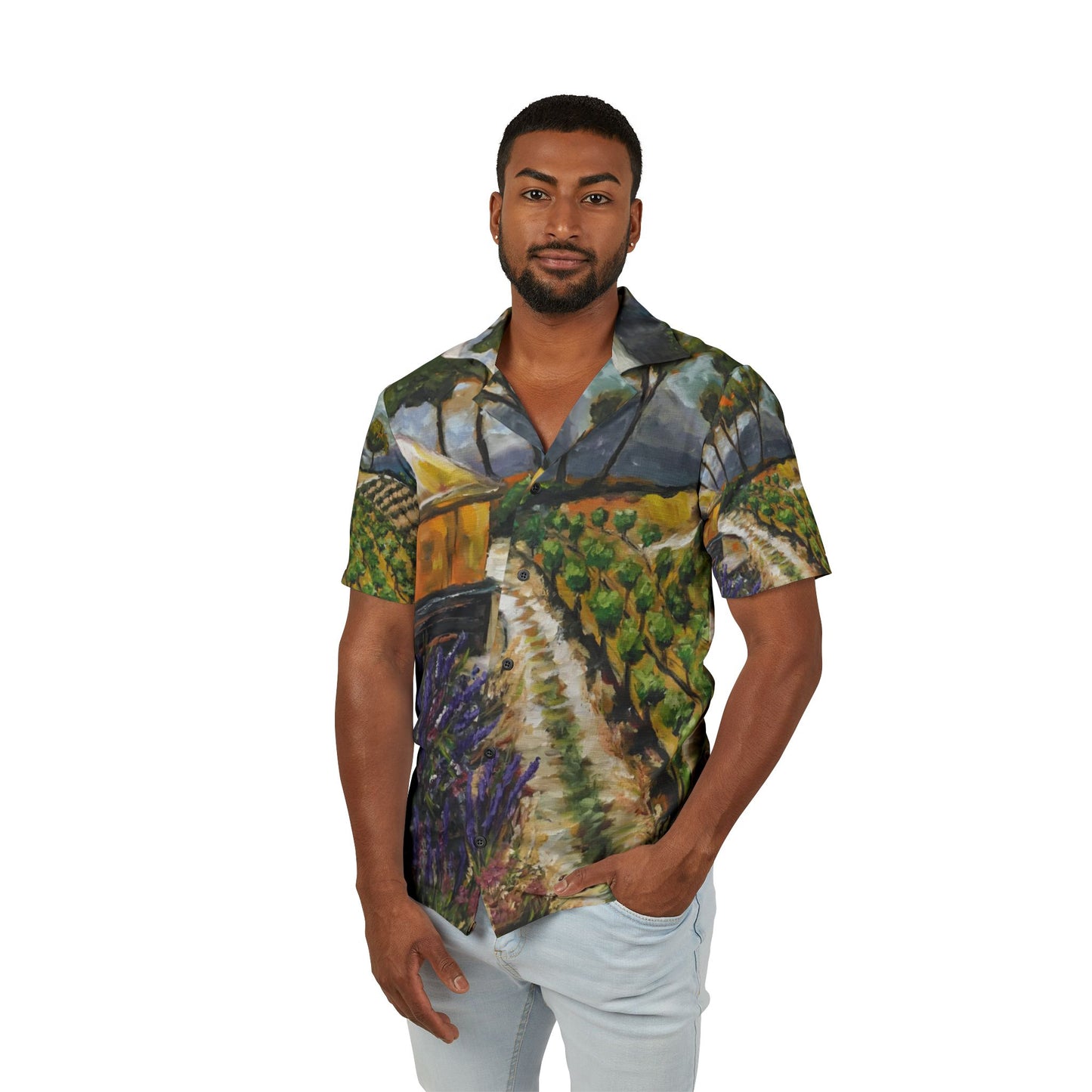 Men's European Fit Hawaiian Camp Shirt -Summer Vines