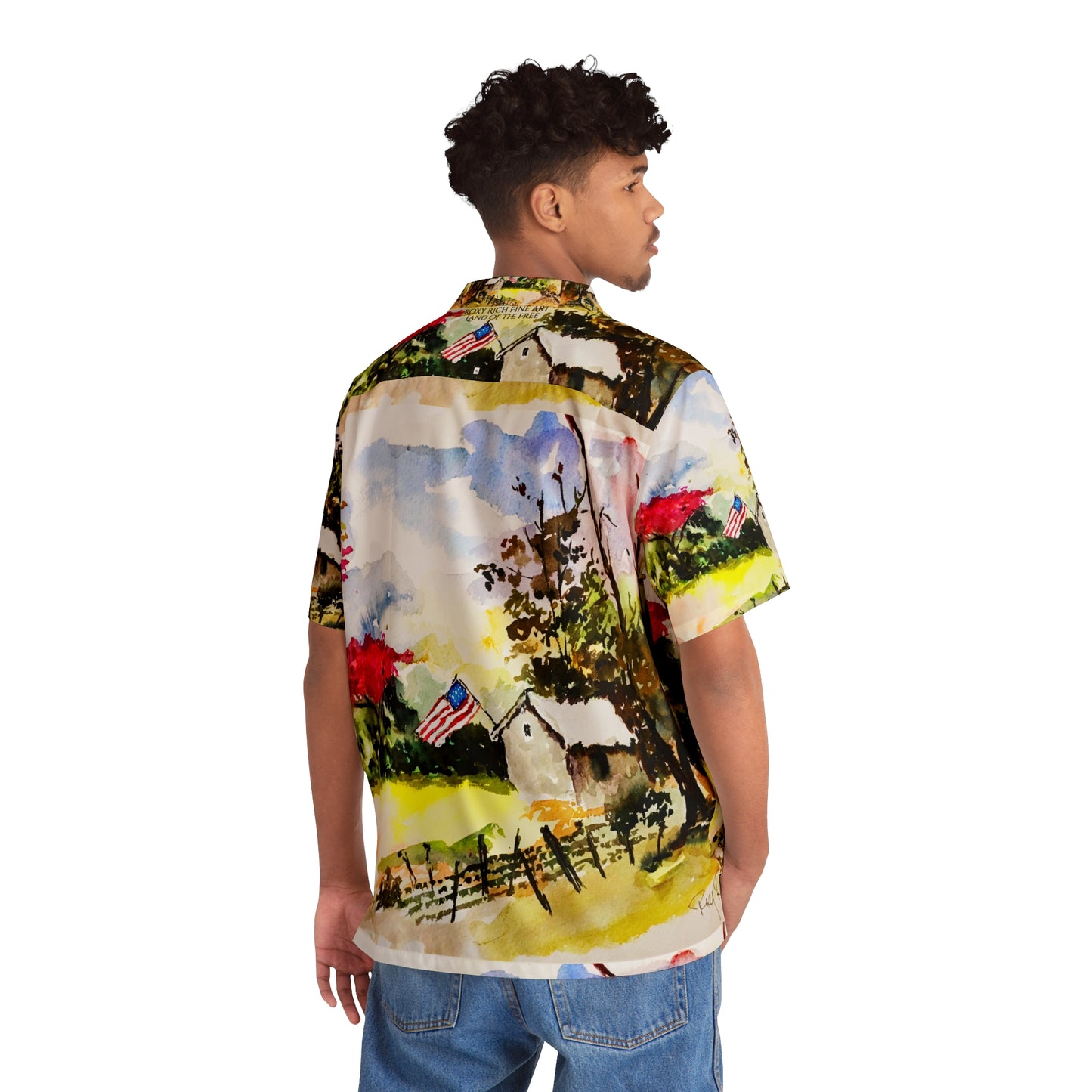 Land of the Free Patriotic Men's Hawaiian Shirt