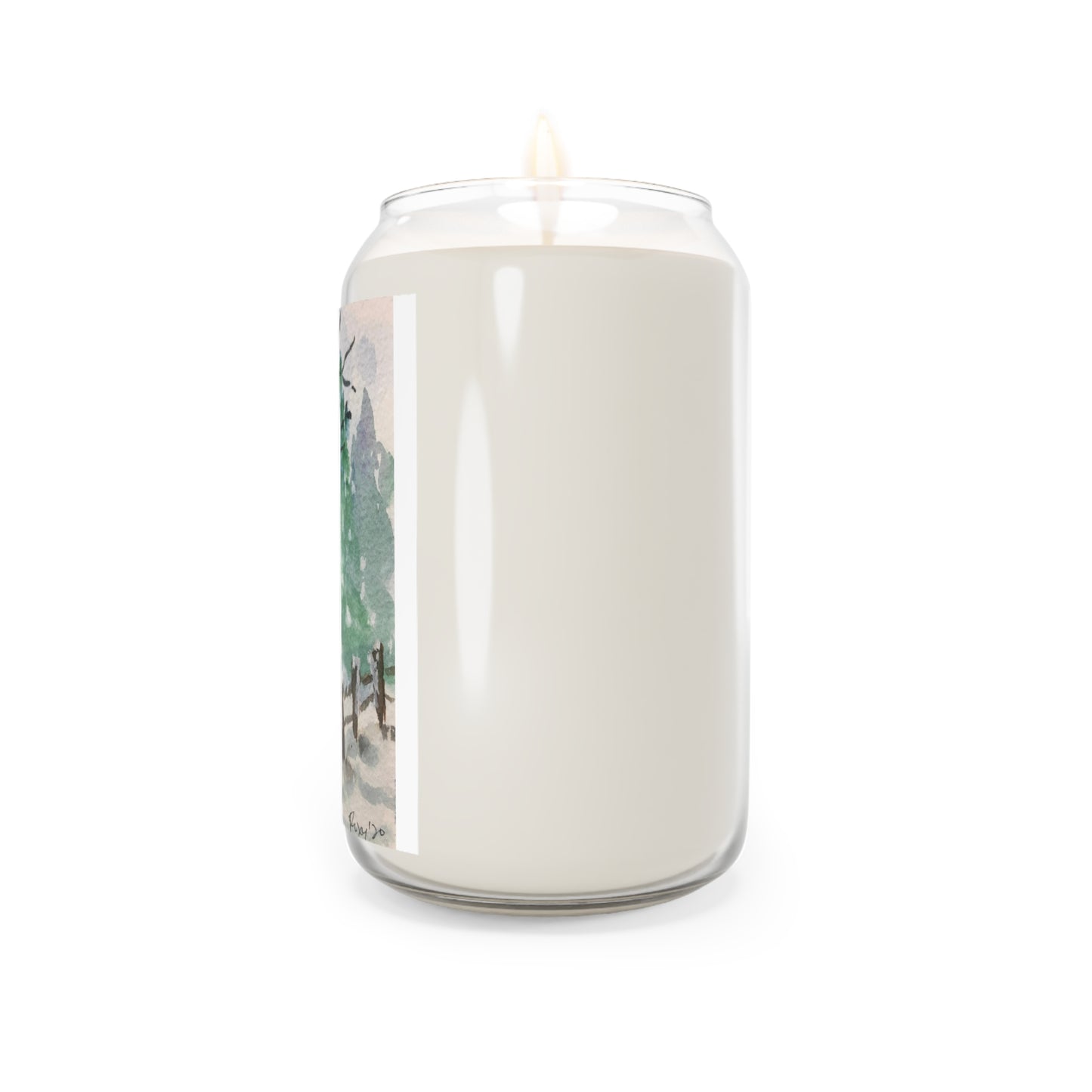 Snowy Trees and Fence Winter Scene Scented Candle, 13.75oz