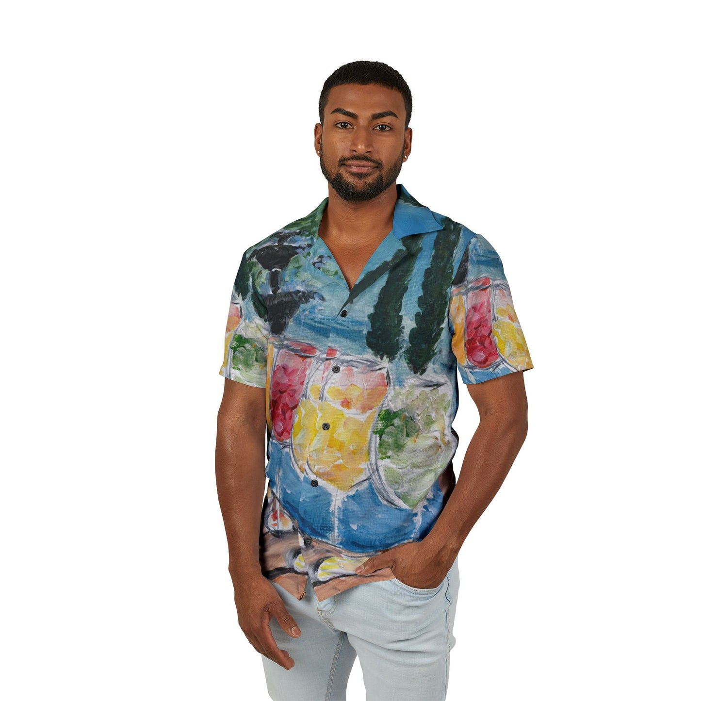 Men's Hawaiian Camp Shirt (AOP)- Wine Cocktails at Lorimar