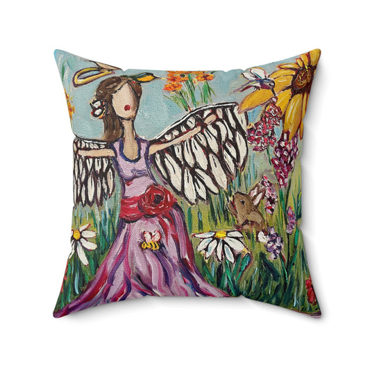 Garden Angel Indoor Spun Polyester Square Pillow