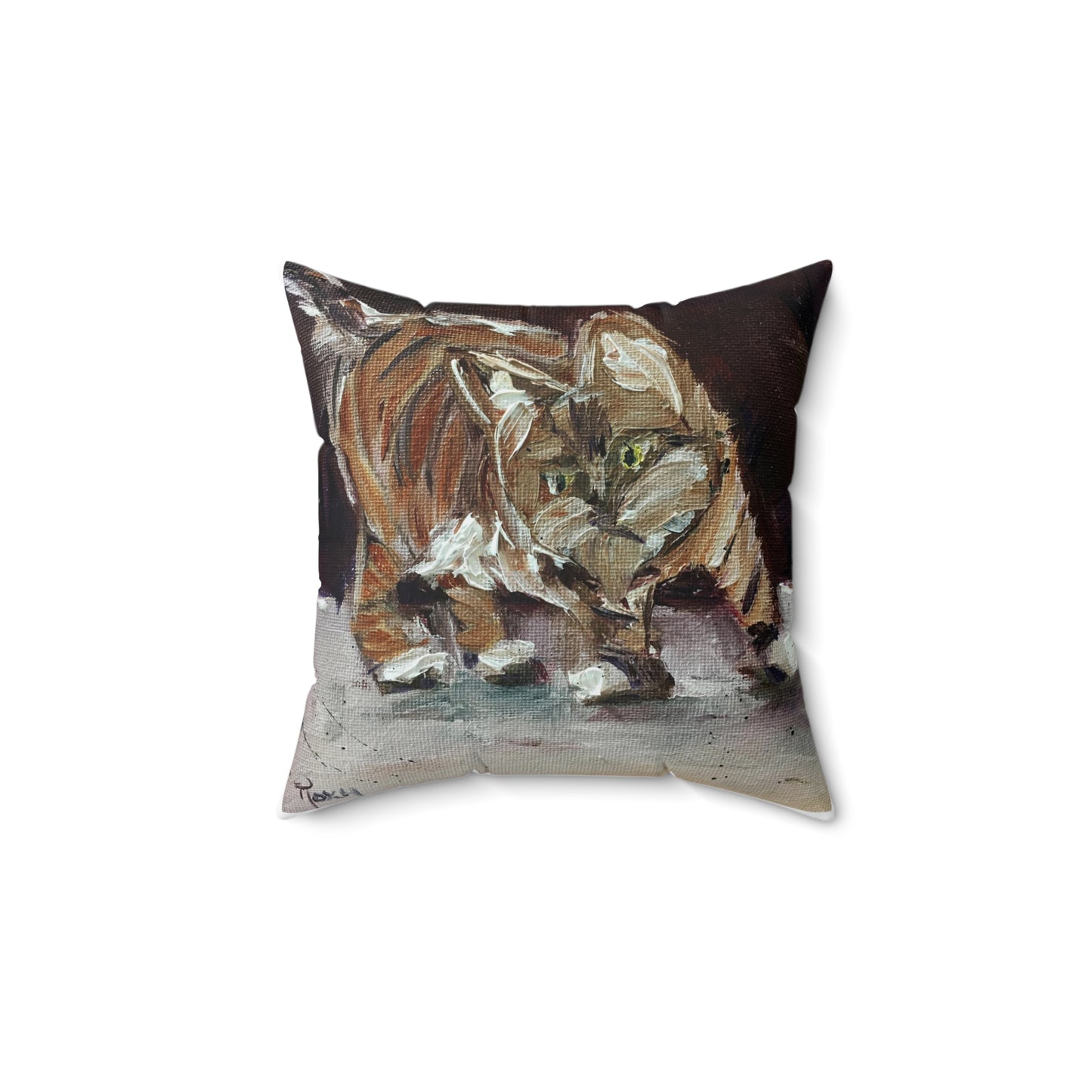 Toulouse Tabby Scrappy Kitty Indoor Spun Polyester Square Pillow