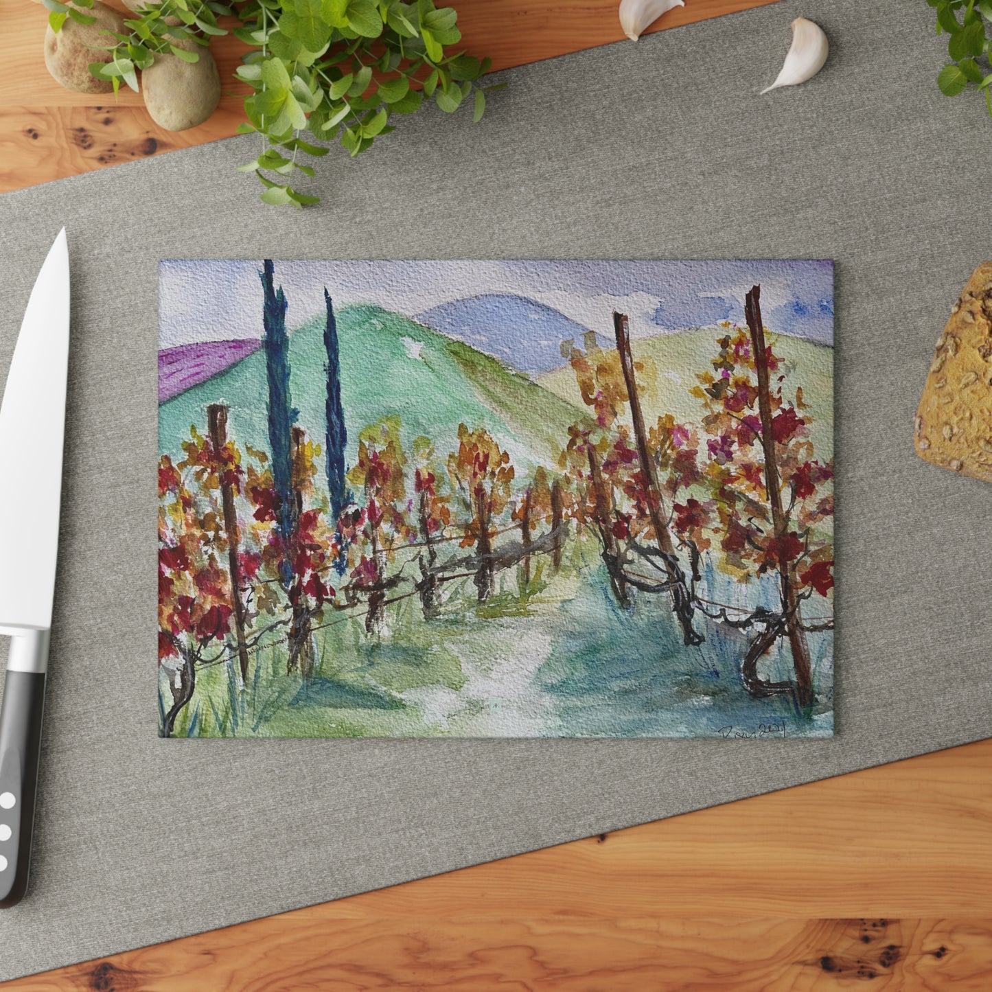 Glass Cutting Board -Somerset Vines