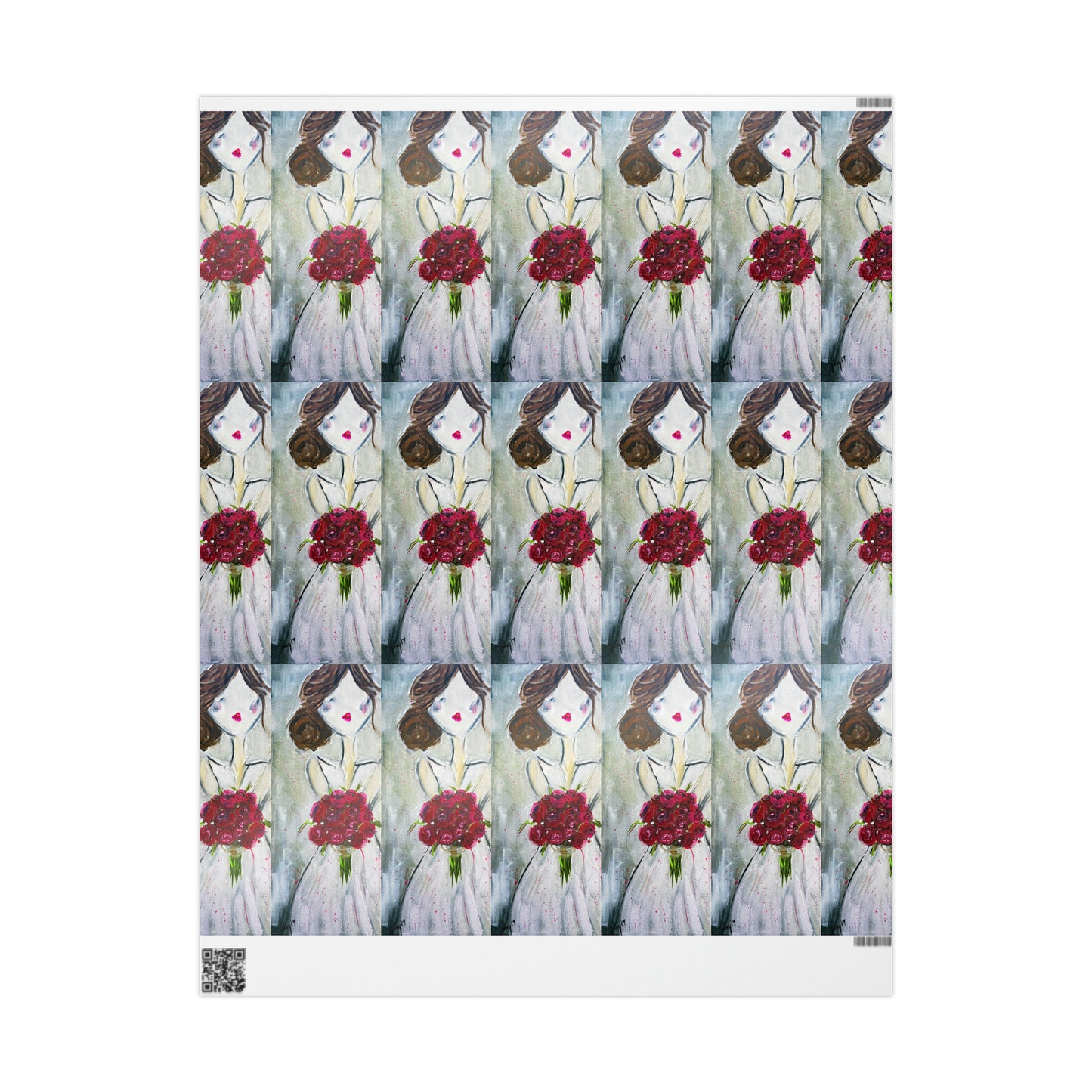Bushing Bride with Roses bouquet (3 Sizes) Wrapping Papers