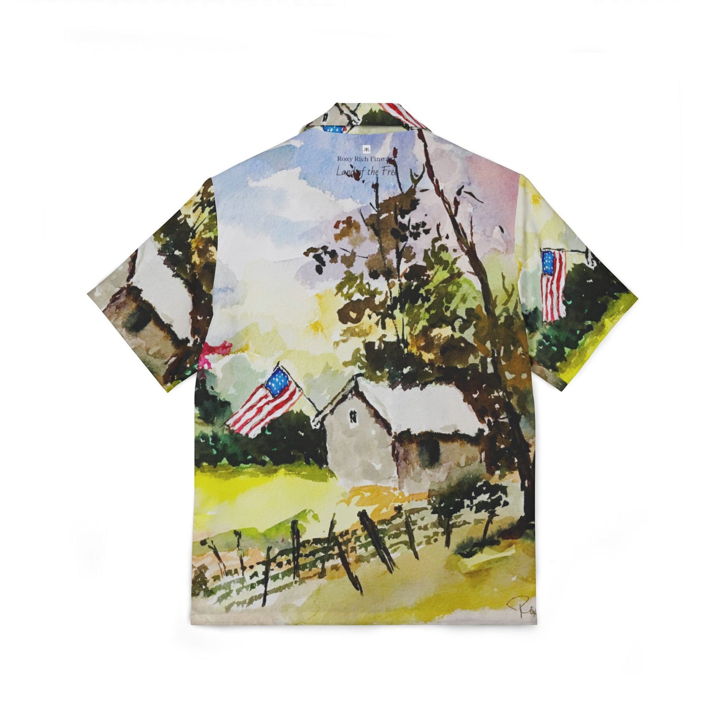 Men's Hawaiian Camp Shirt — Elegant 250th America Anniversary Patriotic Artwork by Roxy Rich