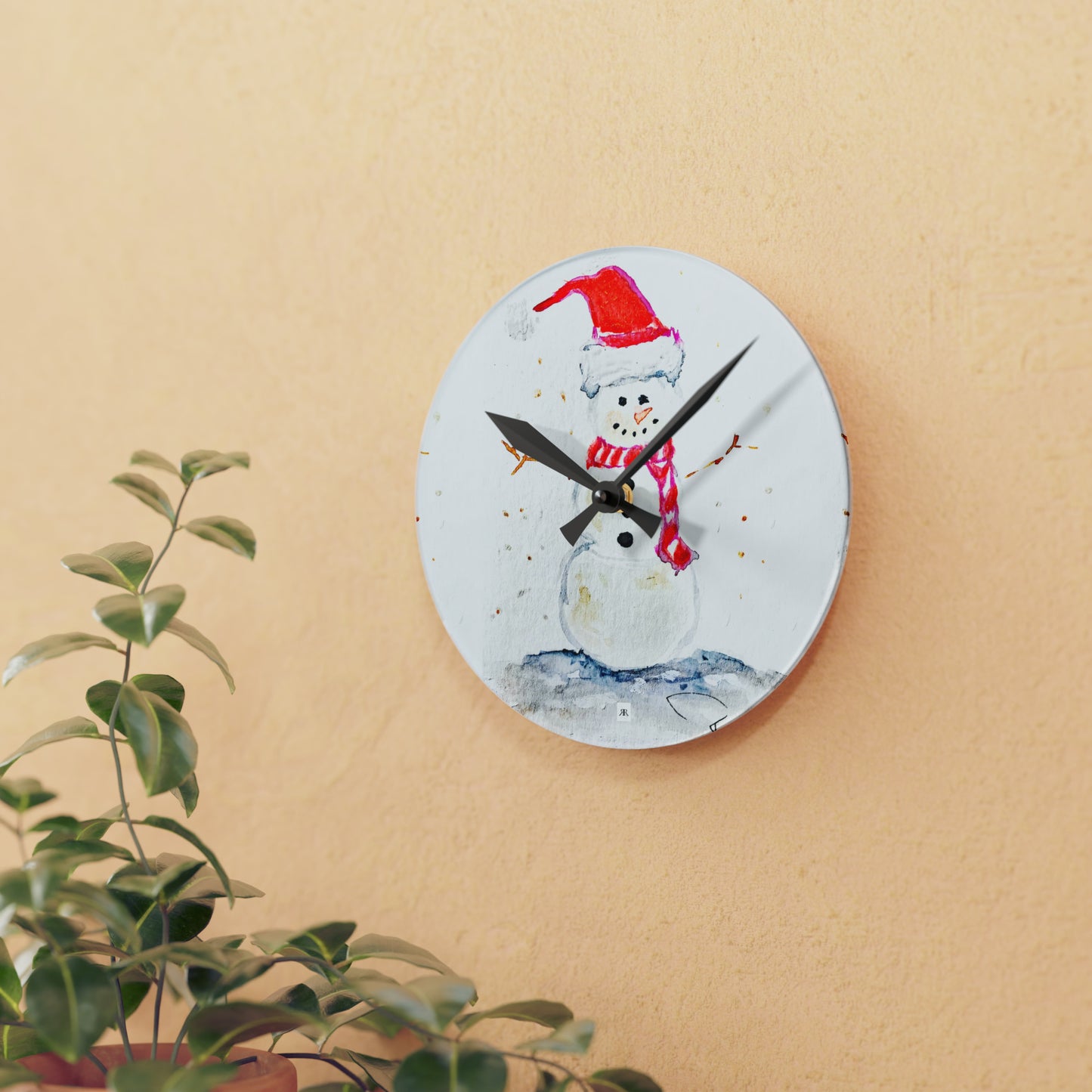 Reloj de pared acrílico muñeco de nieve