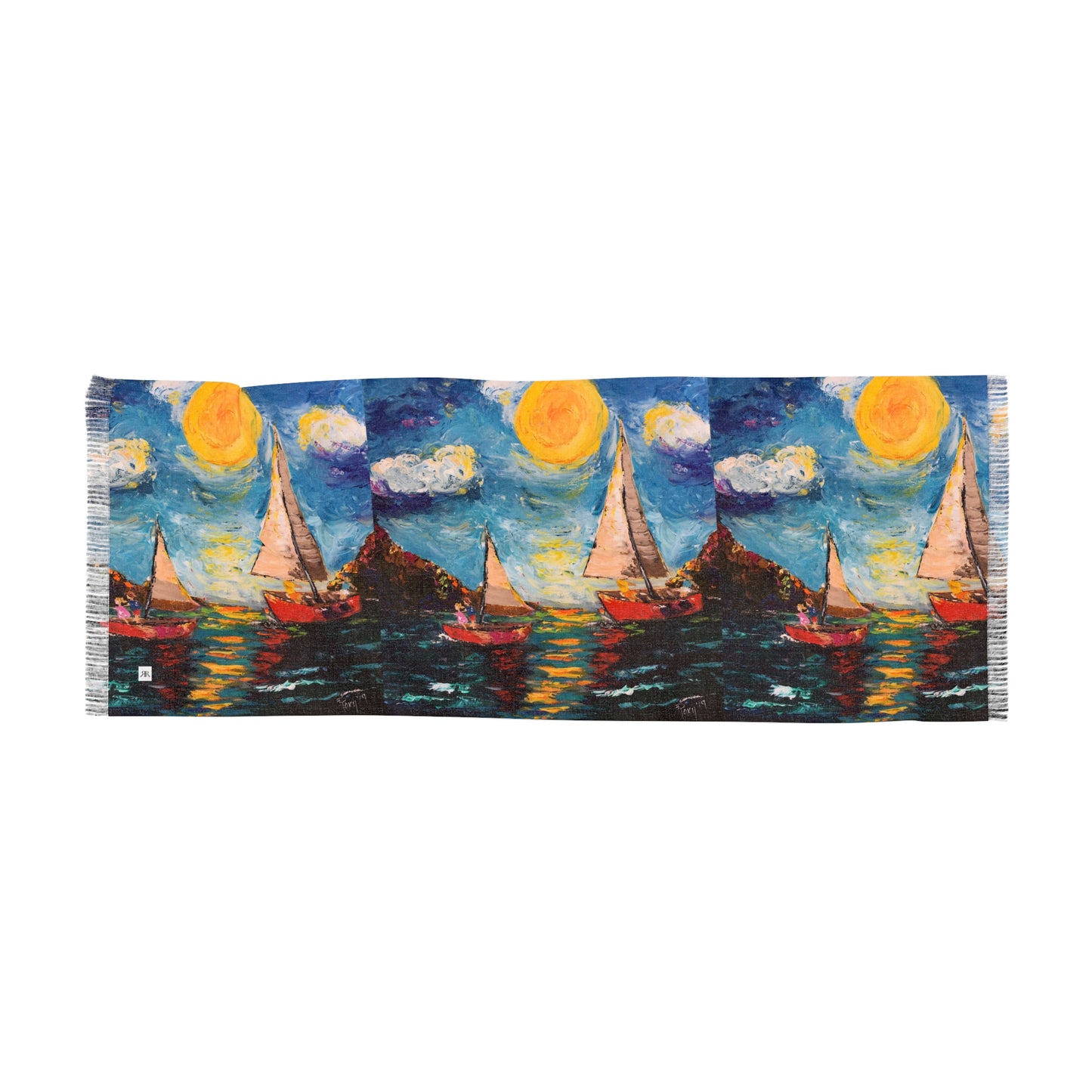 Colorful Scarf — Artistic Lightweight Neck Wrap- Sunny Sails