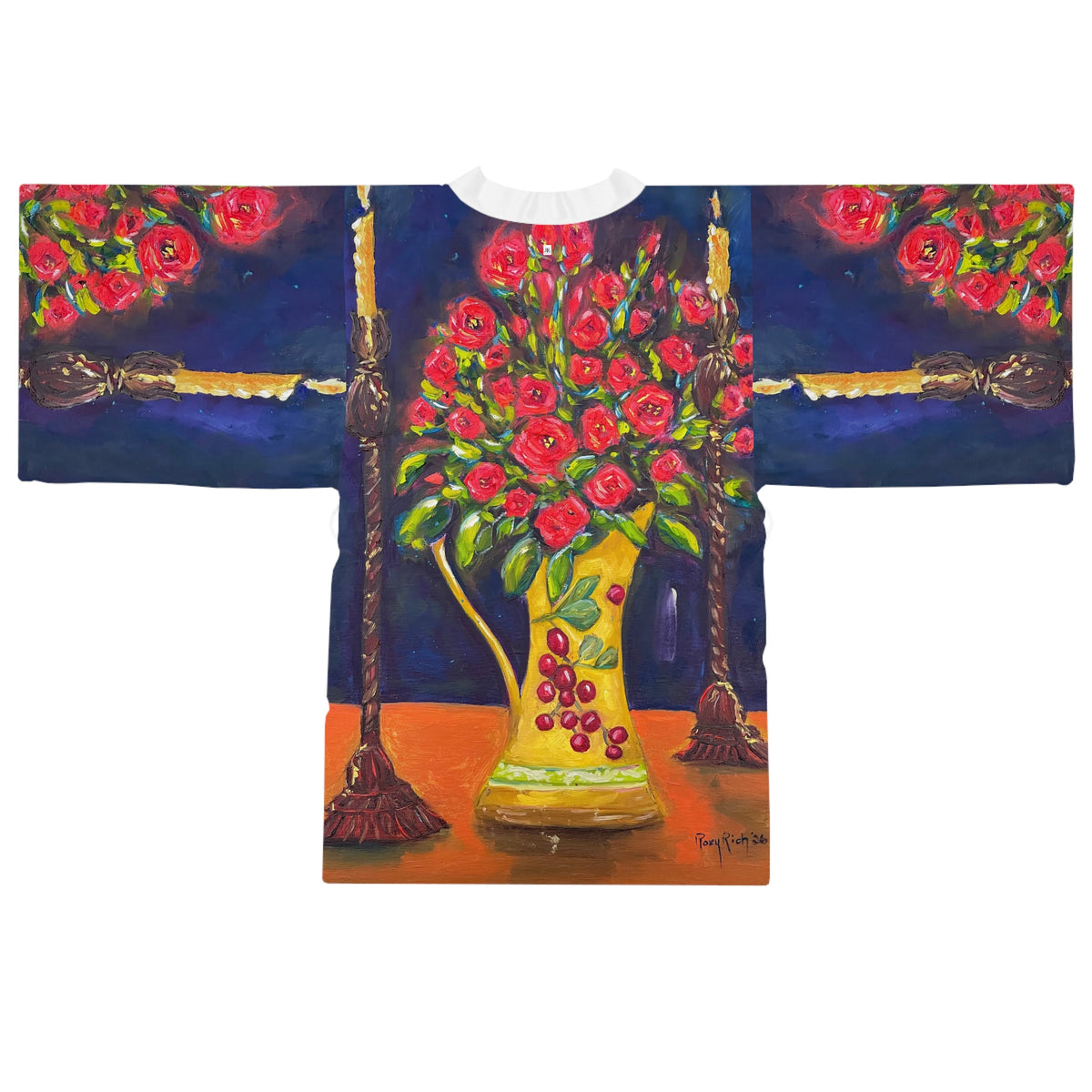 Kimono Robe-Candlelit Corals — Romantic  Gift for Her