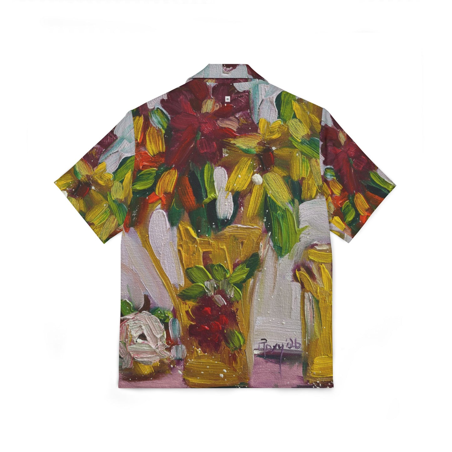 European Fit Hawaiian Camp Shirt - Flowers on my Patio