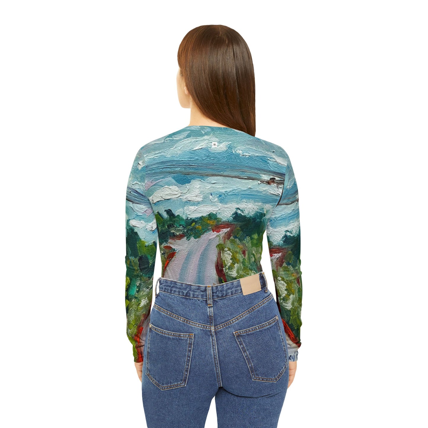 Women's Long Sleeve V-neck Shirt -Road to Tranquility-Cotswolds