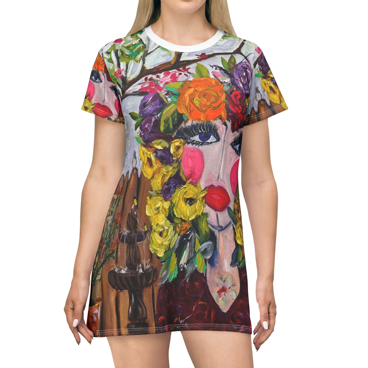 T-Shirt Dress (AOP)-Garden Goddess