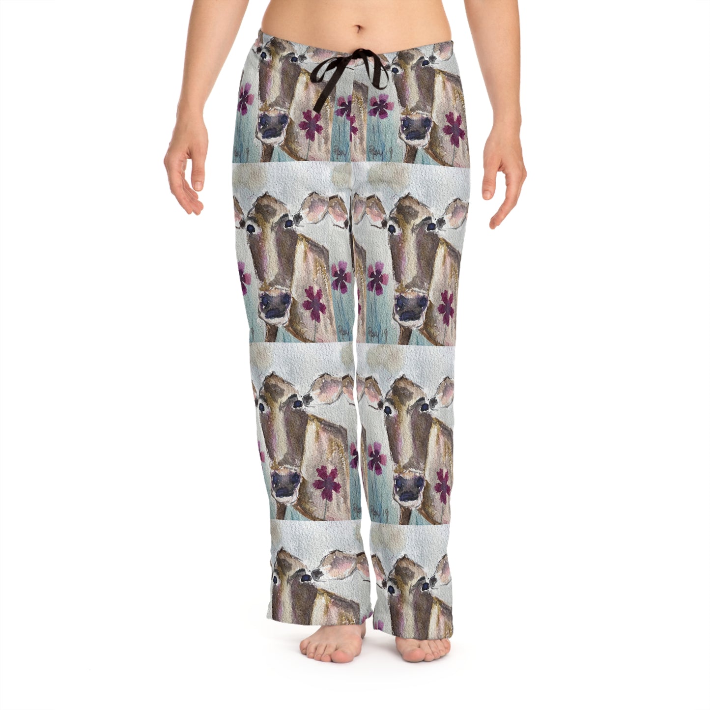 Pajama Pants - Petals Cow - Women's Pajama Pants