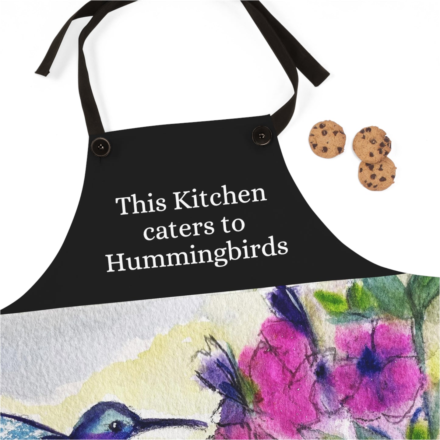 Hummingbird with Pink Flowers "This Kitchen caters to Hummingbirds" Apron