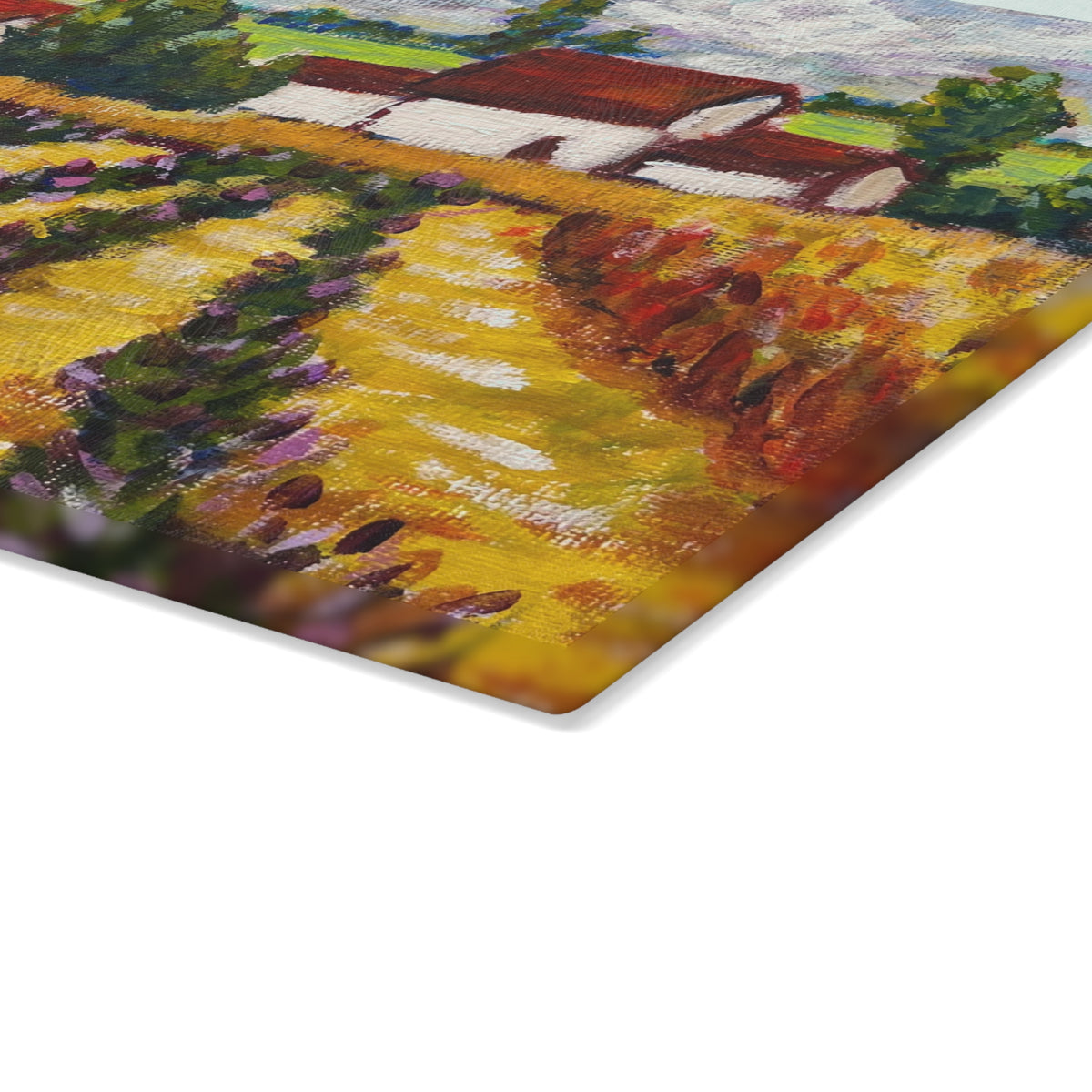 Glass Cutting Board-Charming Cotswolds Lavender Farm