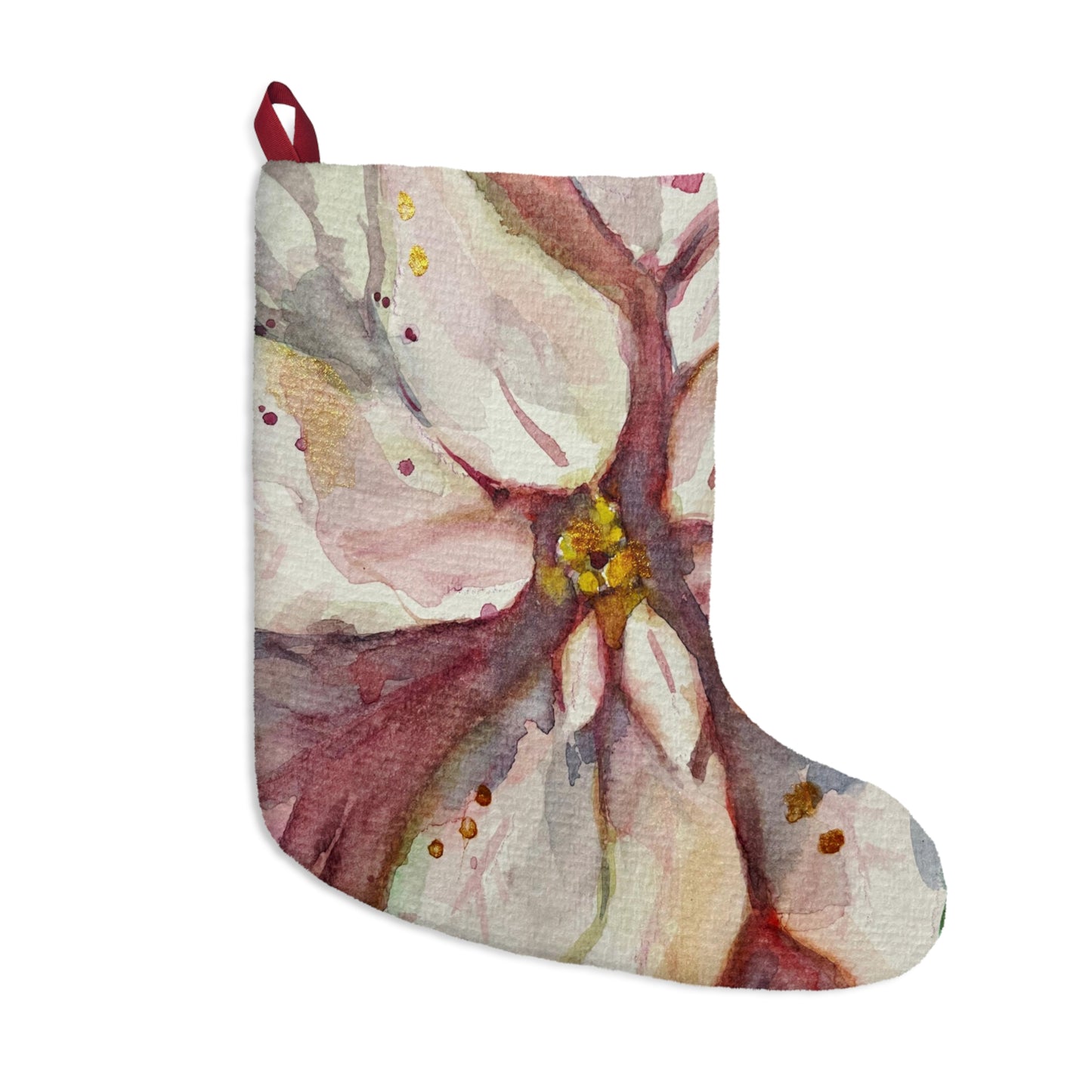 Elegant White Poinsettia Christmas Stocking