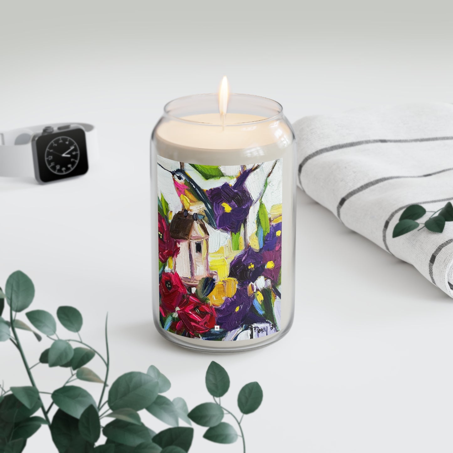 Hummingbird by the Window and Roses Scented Candle, 13.75oz