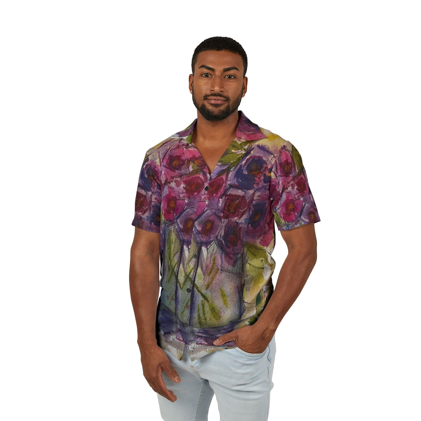 Men's Hawaiian Camp Shirt -Spring Roses