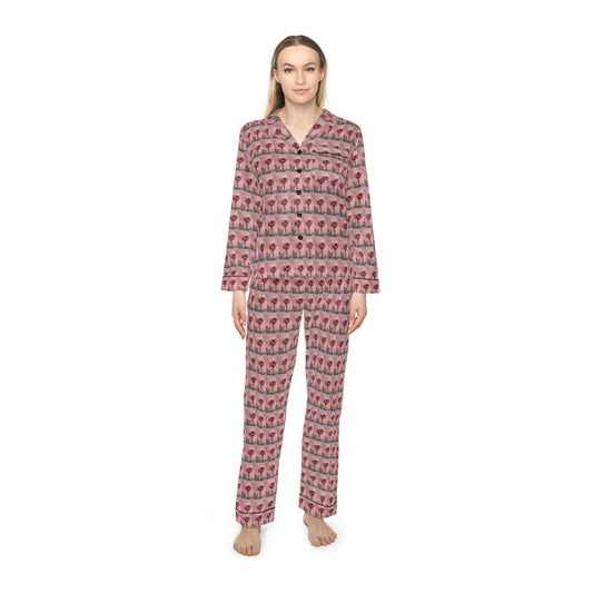 Satin Pajamas — Luxurious Silky Sleepwear Set- Pink Martini