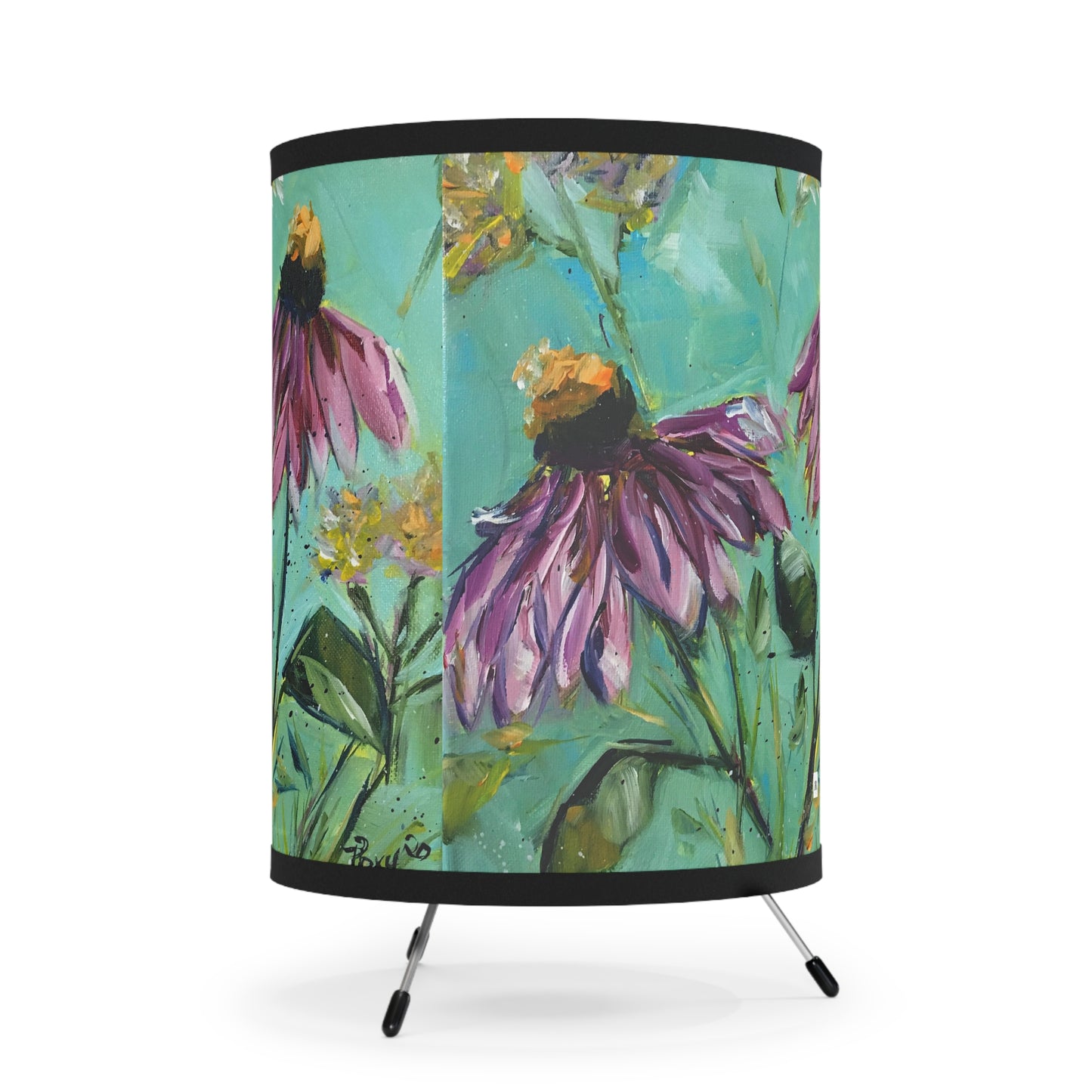 Purple Coneflowers  Tripod Lamp