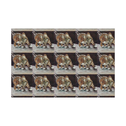 Toulouse Tabby Kitty Scrapper Cat Repetitive Print Gift Wrapping Paper