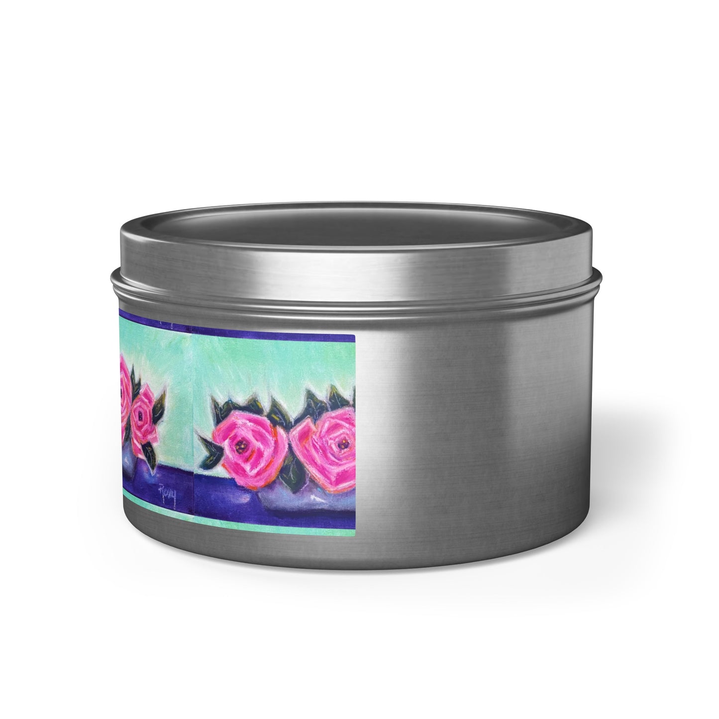 Tin Full of Roses Tin Candle