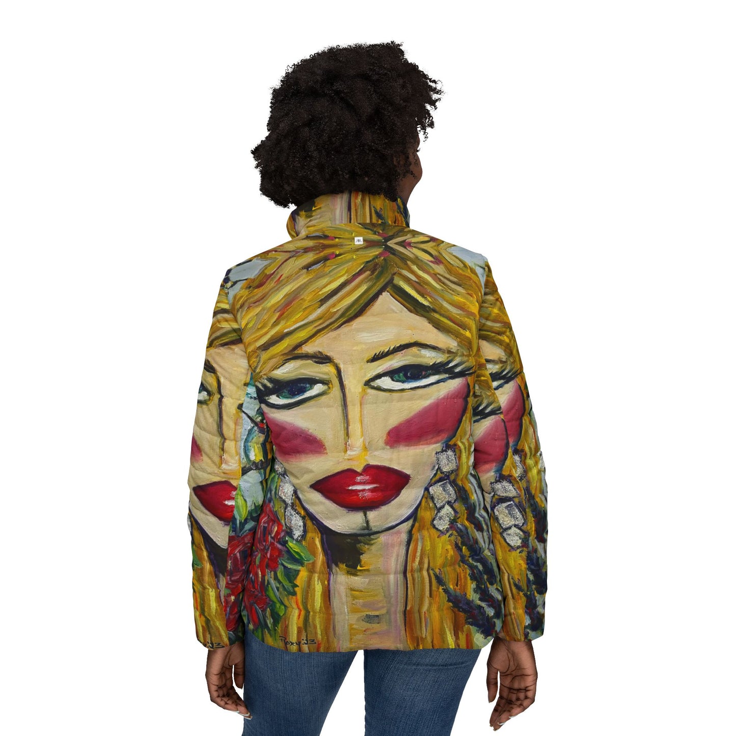 Women's Puffer Jacket - Roxy Rich Fine Art Design-Hummingbird Lady