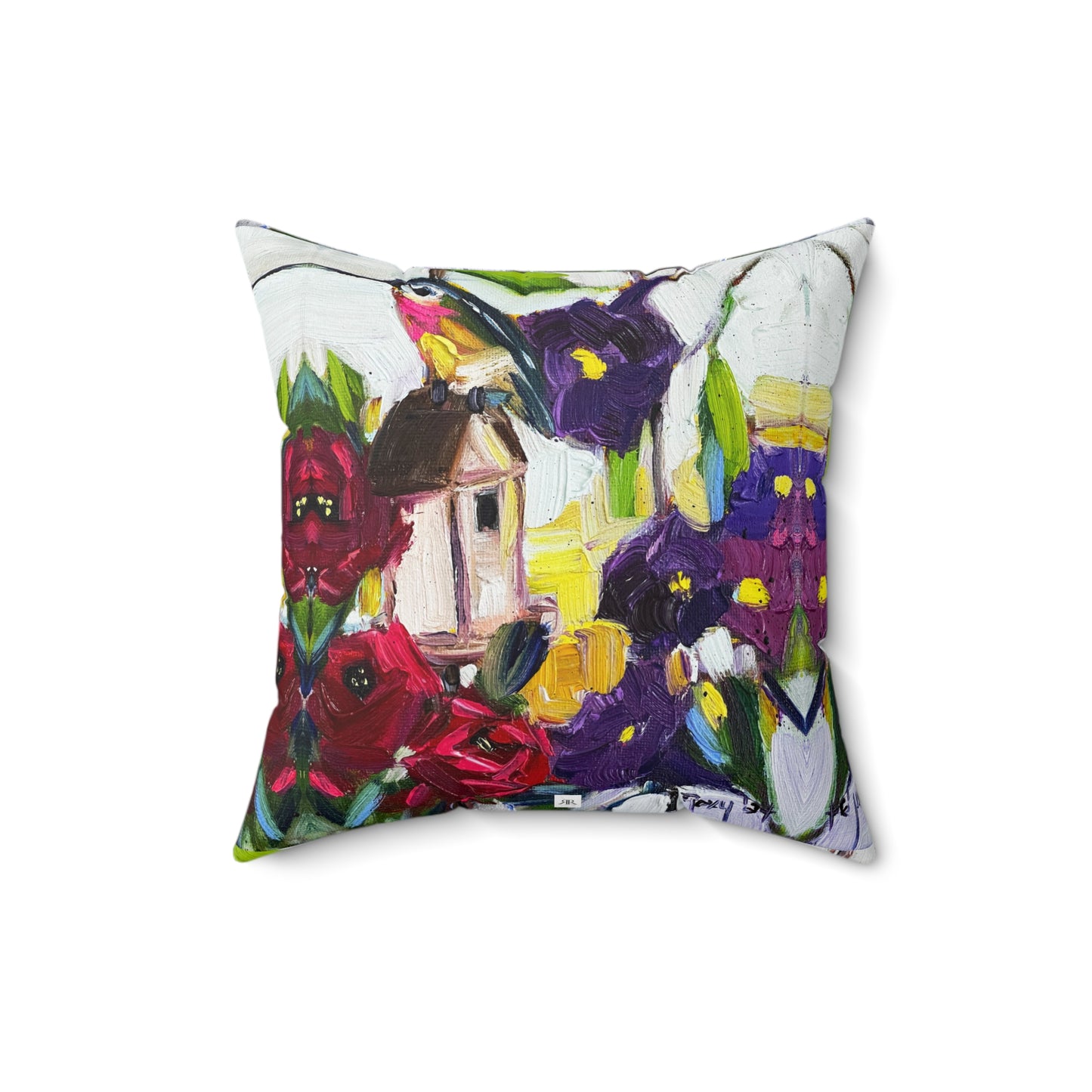 Hummingbird by the Window Indoor Spun Polyester Square Pillow