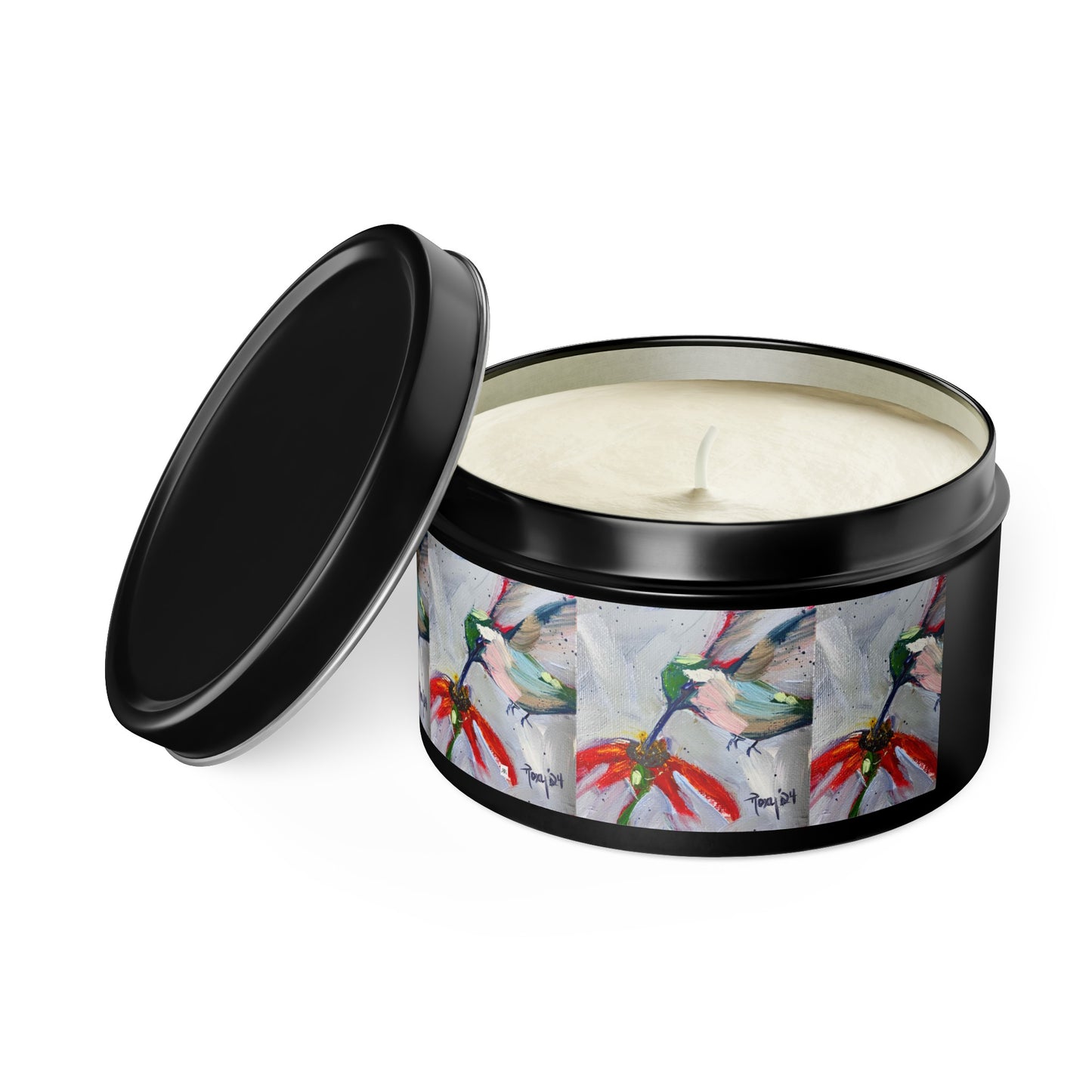 Hummingbird at a Cone Flower Tin Candle