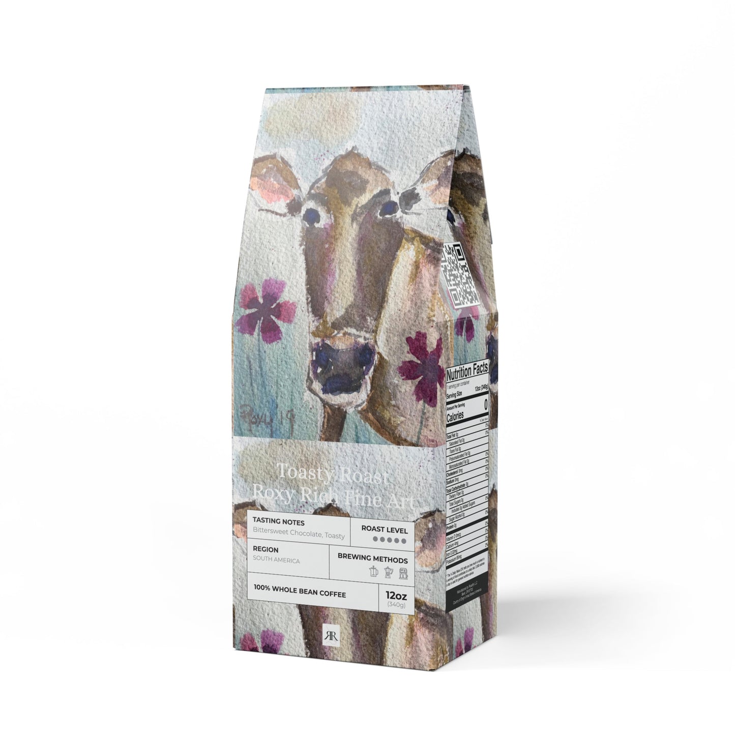 Petals Cow- Café tostado tostado, bolsa de 12,0 oz