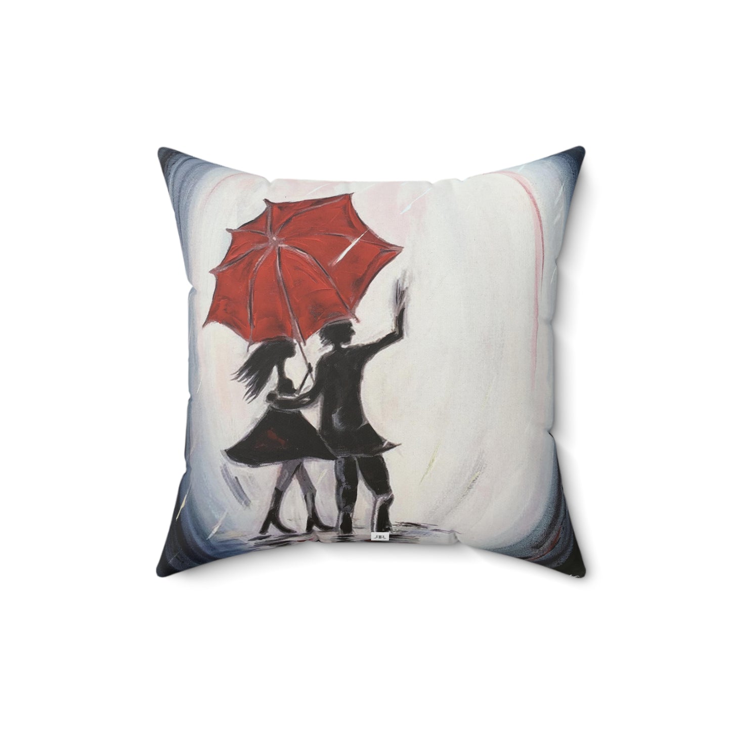 Walking in the Rain (Romantic Couple) Indoor Spun Polyester Square Pillow