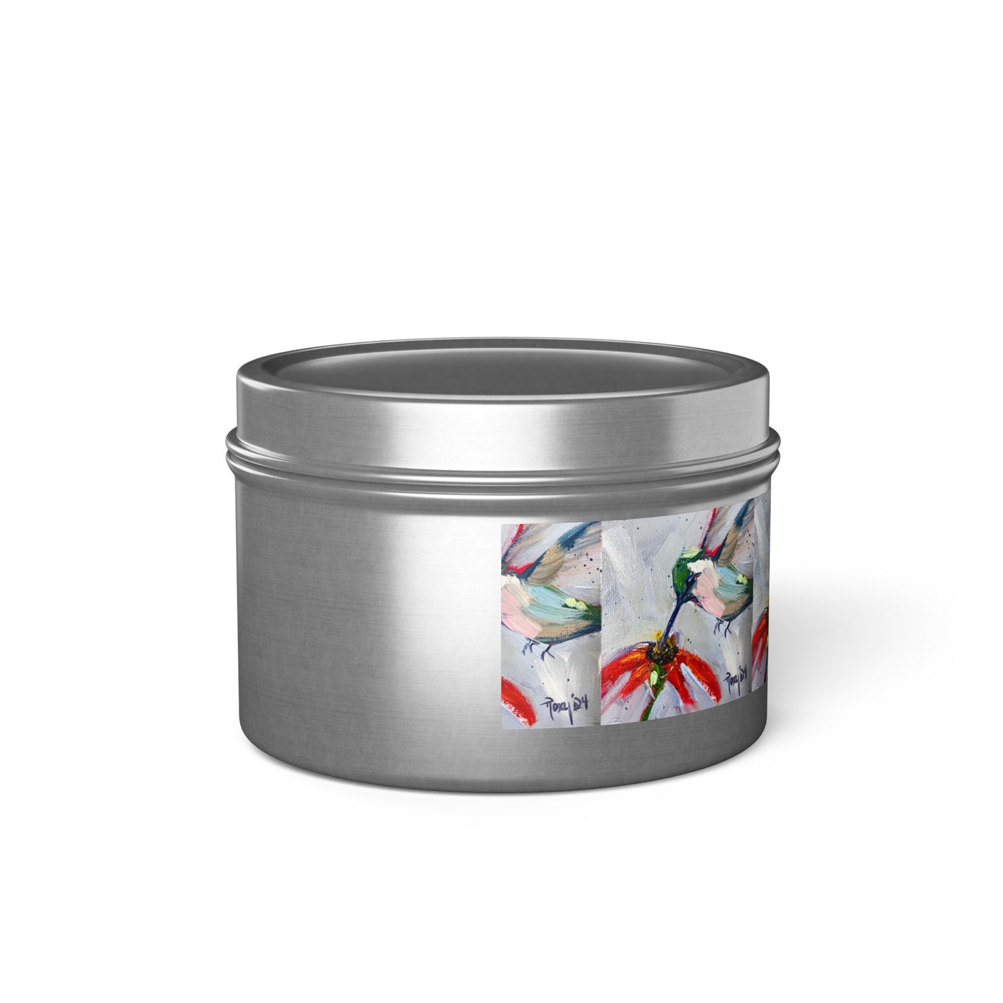 Hummingbird at a Cone Flower Tin Candle