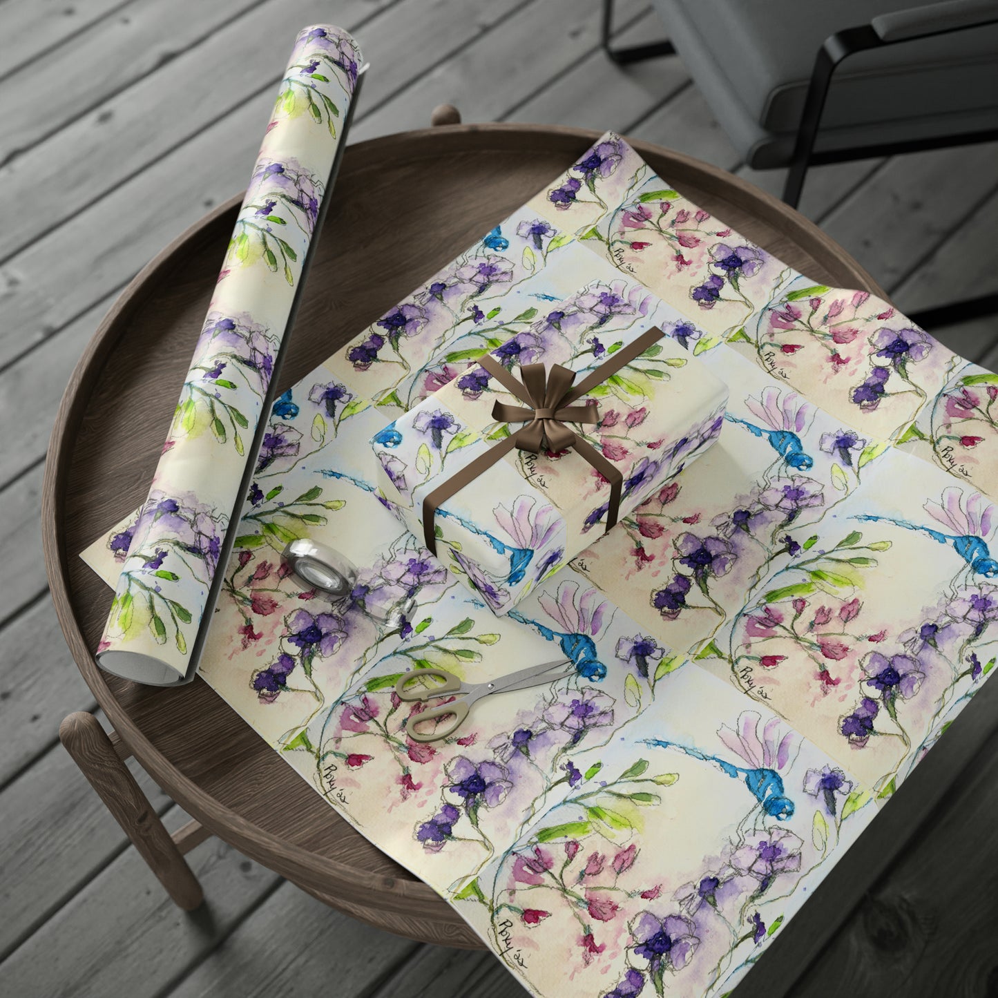 Dragonfly with Purple Tube Flowers (3 Sizes) Wrapping Papers