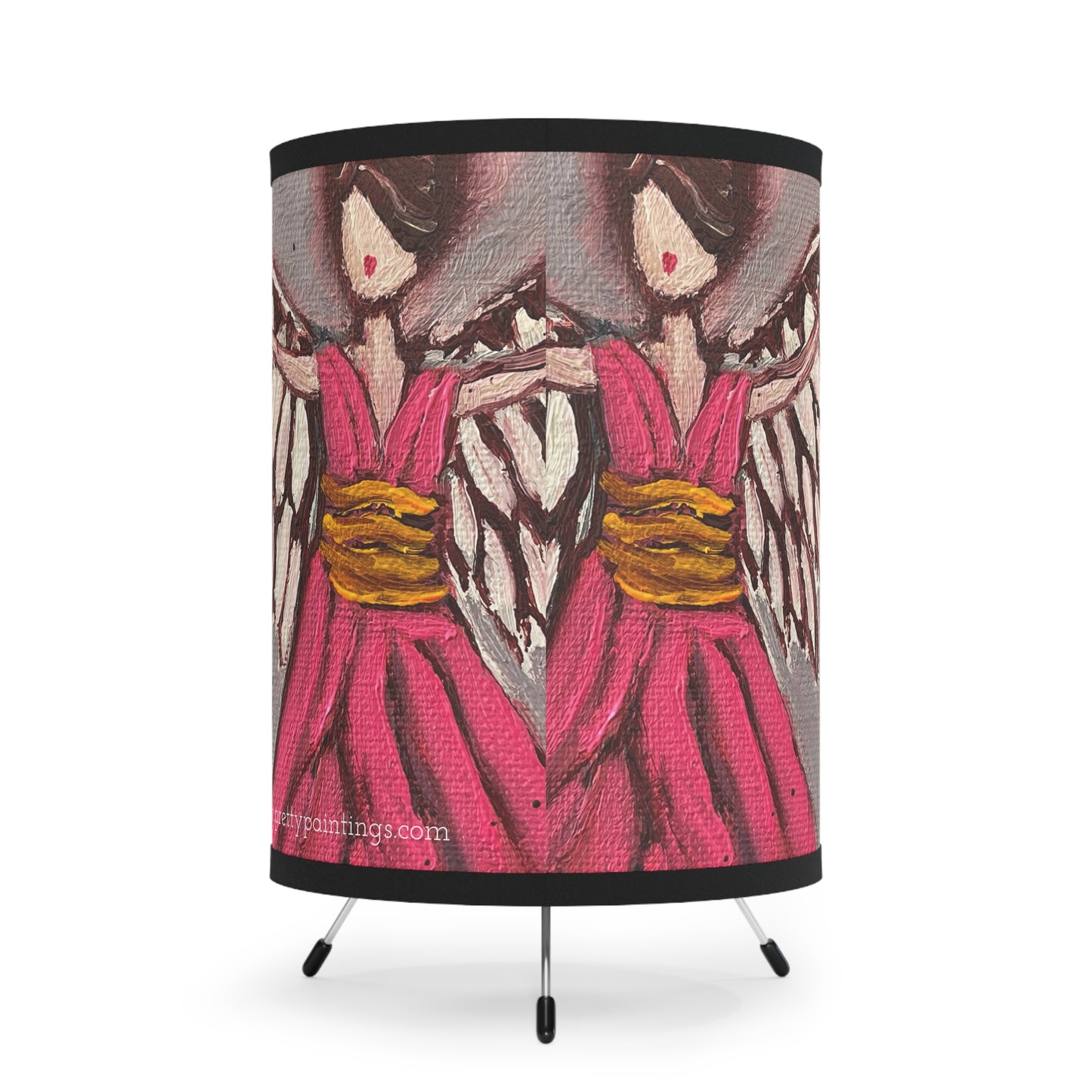 Pink Angel Pattern Tripod Lamp