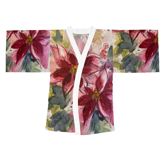 Kimono Robe - Elegant Red Poinsettias