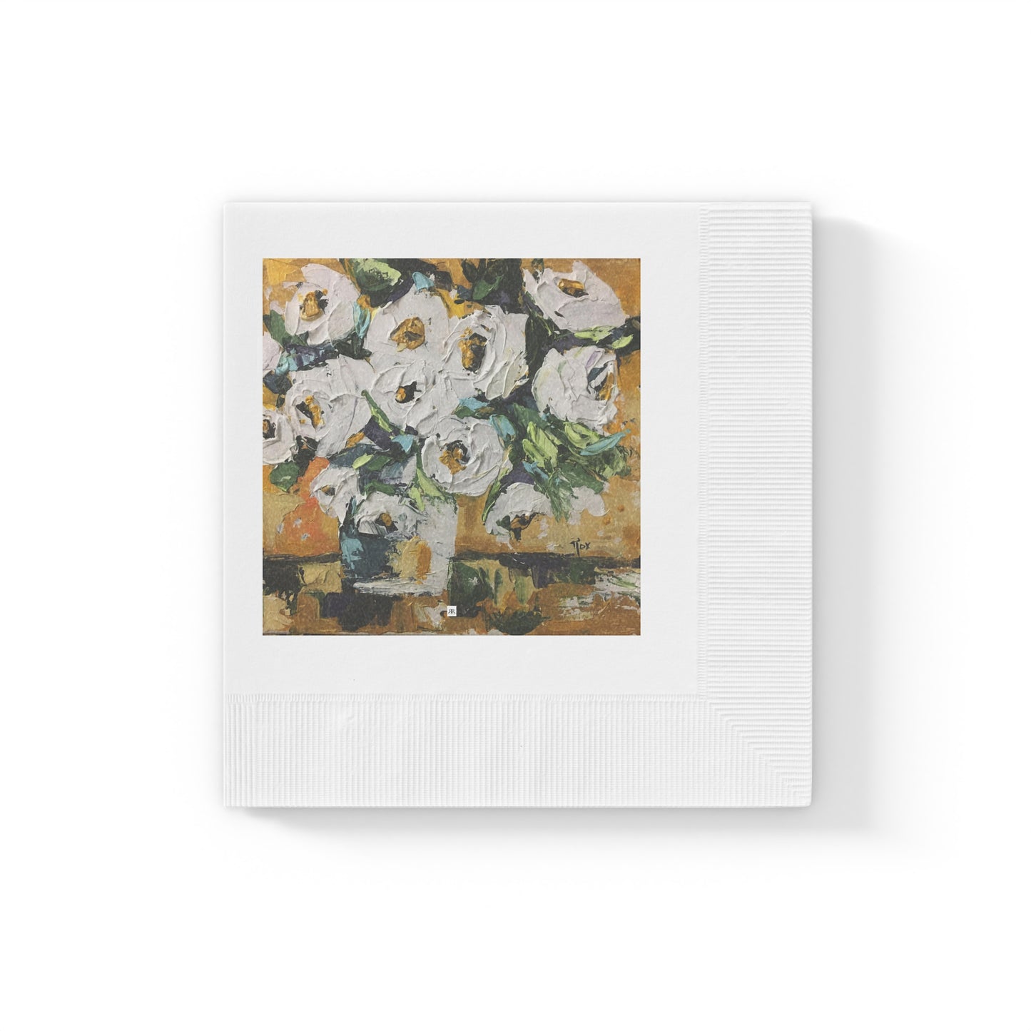 Serviettes en papier Shabby Roses dorées et blanches