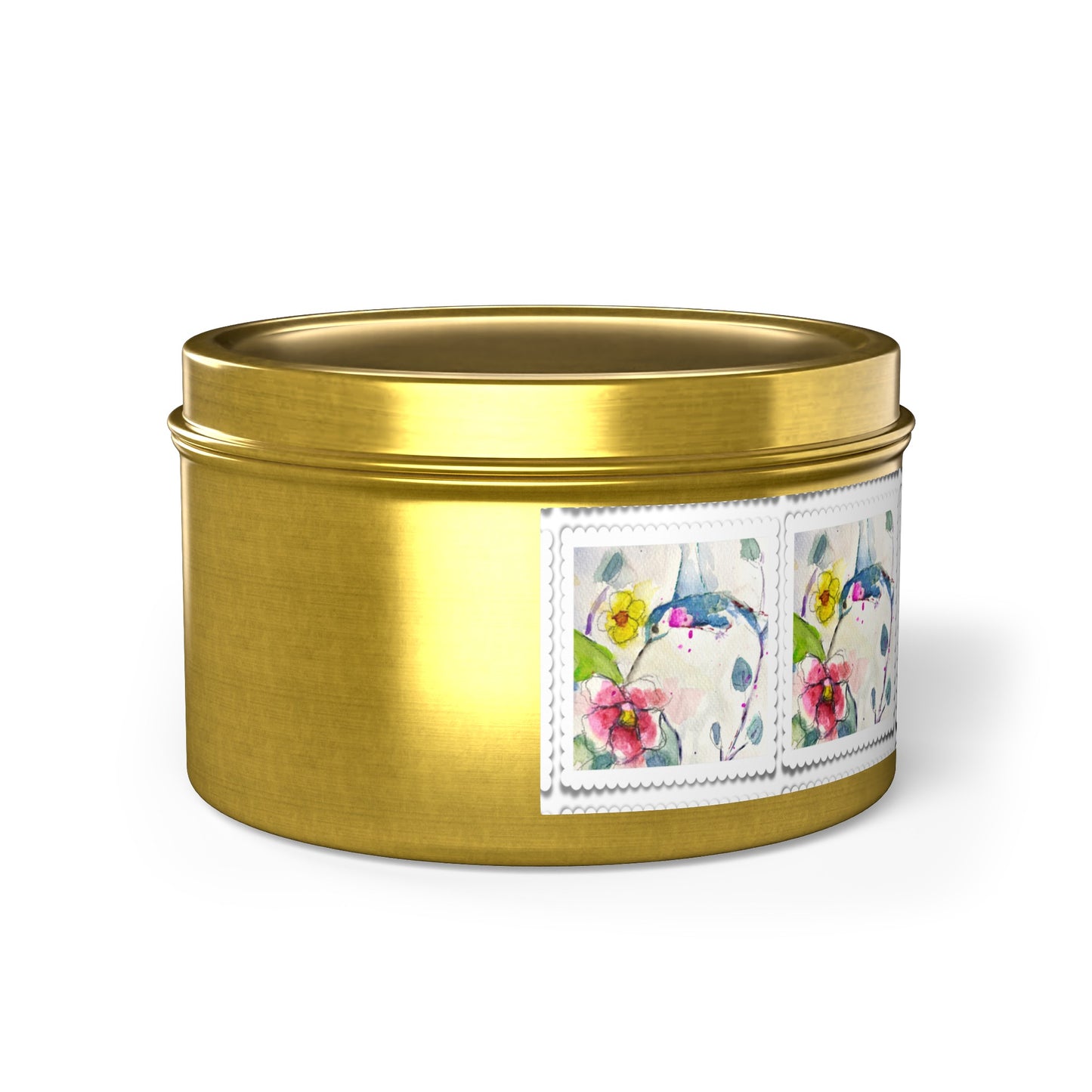 Loose Floral Hummingbird Tin Candle