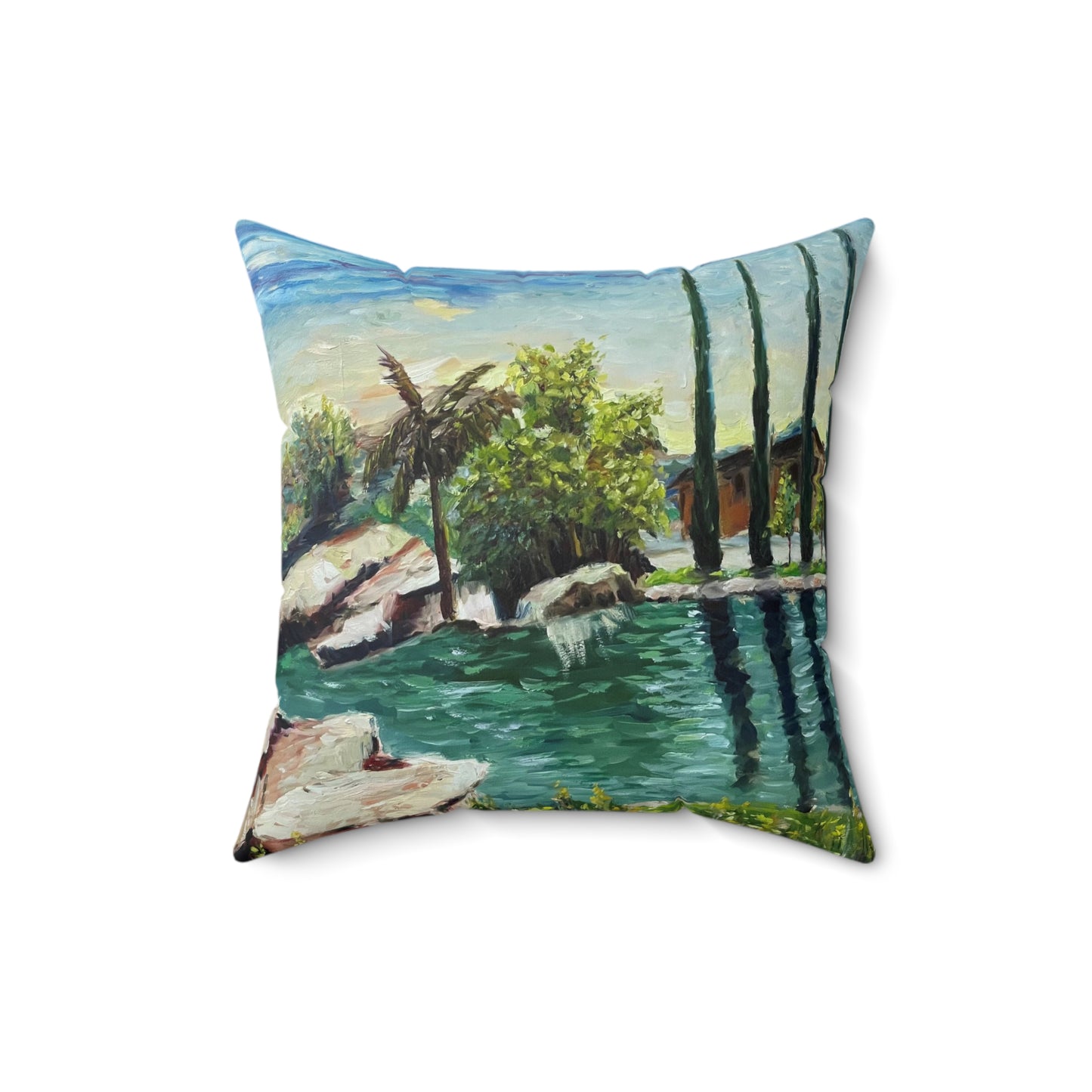 The Pond at Gershon Bachus Vintners GBV  Indoor Spun Polyester Square Pillow