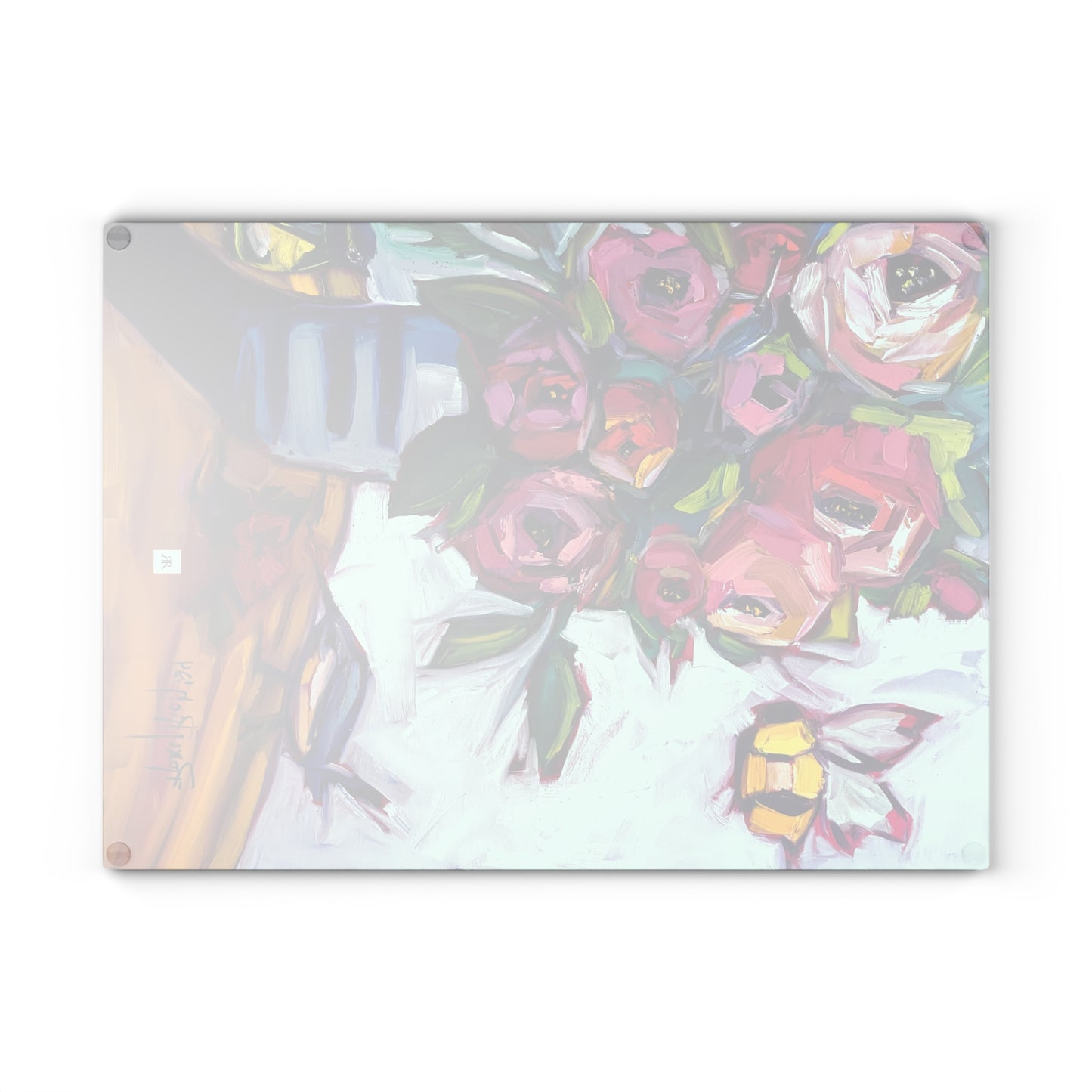 Bee Blooms Glass Cutting Board