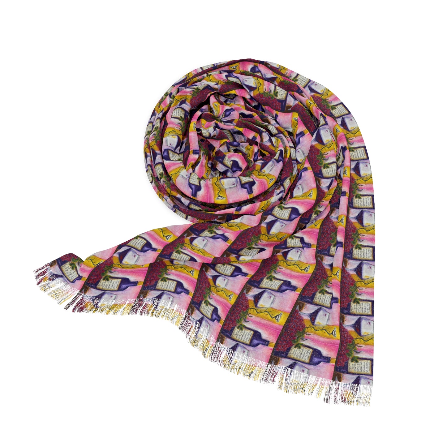 Colorful Scarf — Artistic Lightweight Neck Wrap- Aeolus-GBV Wine and Clique Glass