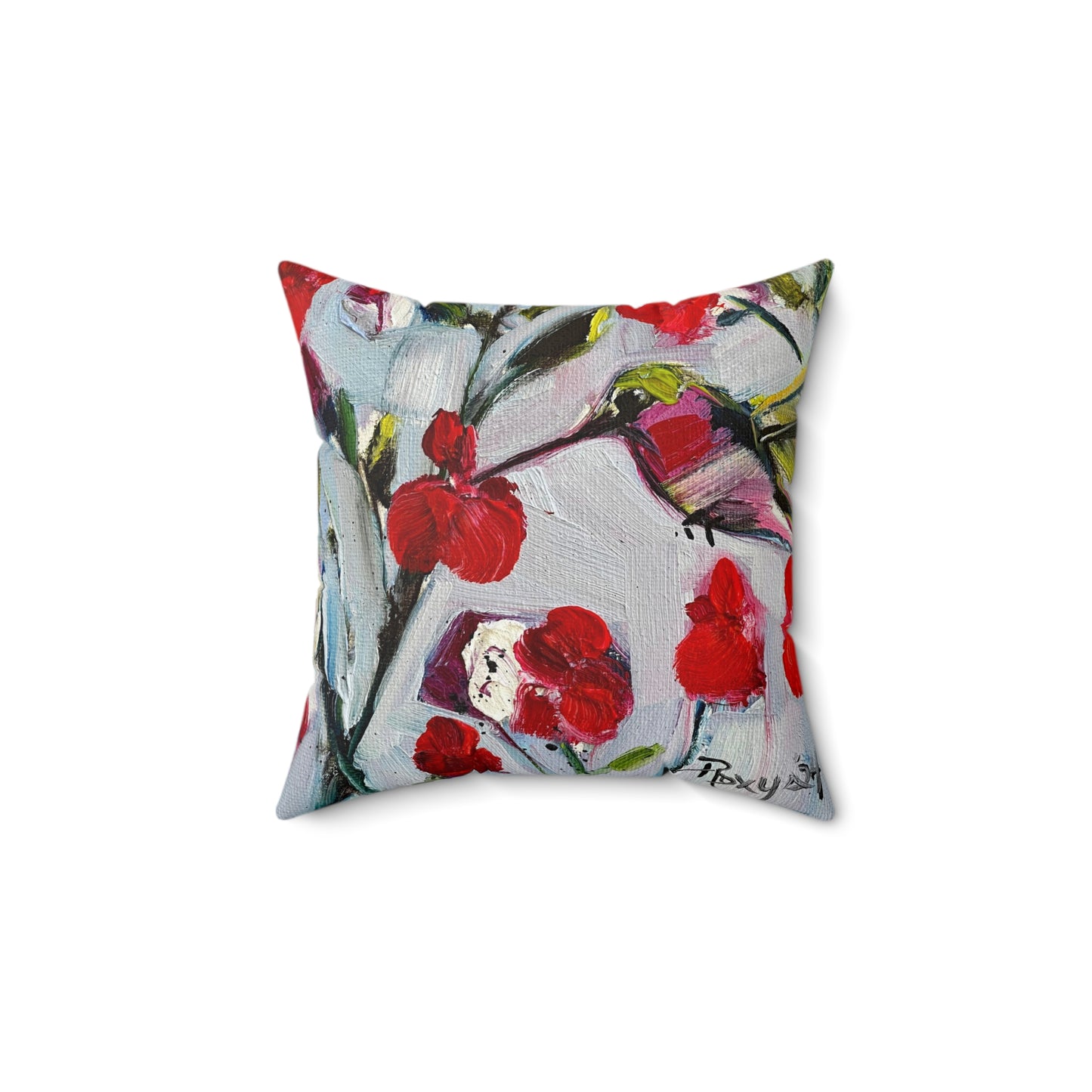 Hotlips Hummingbird Indoor Spun Polyester Square Pillow