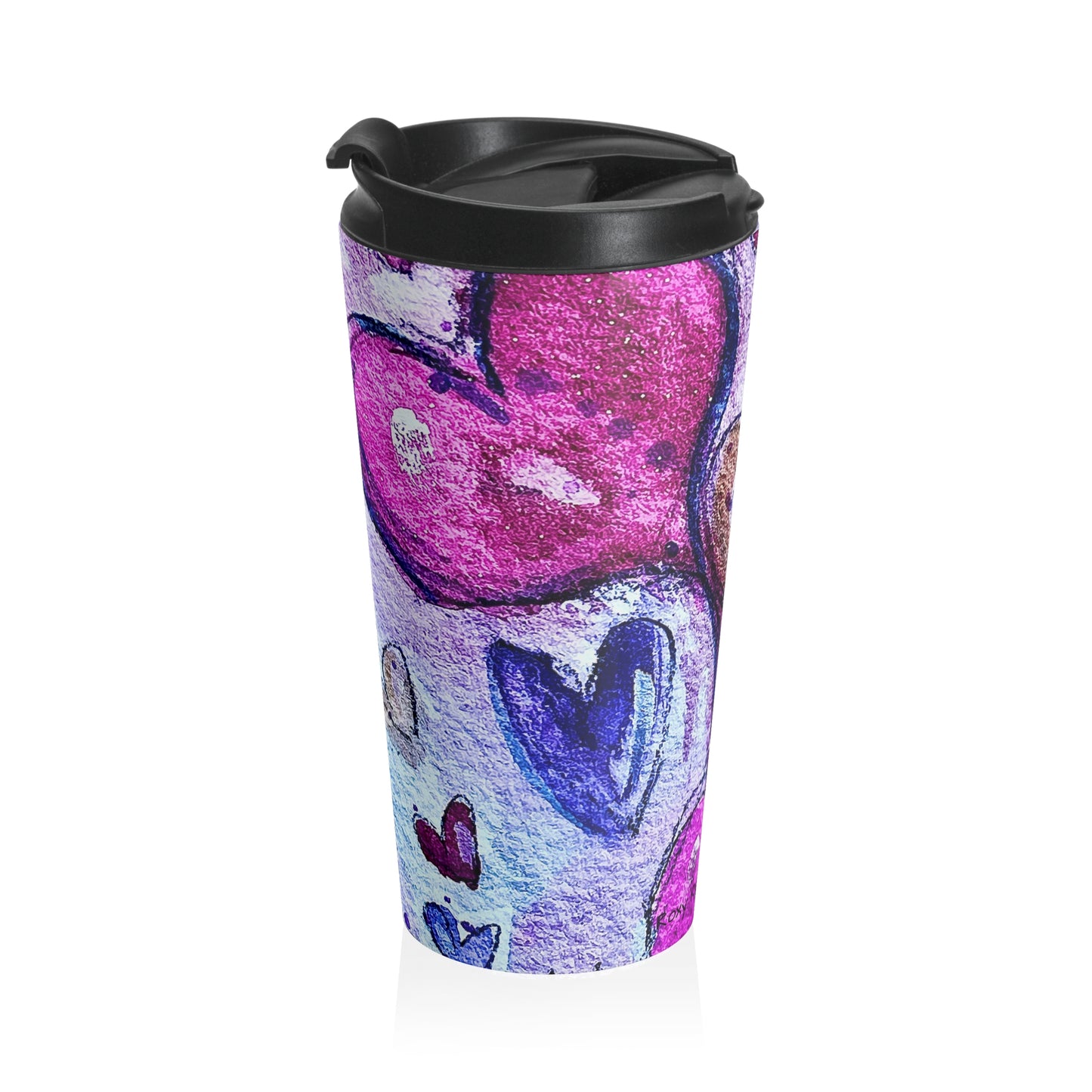Stainless Steel Travel Mug -Floating Hearts Parade