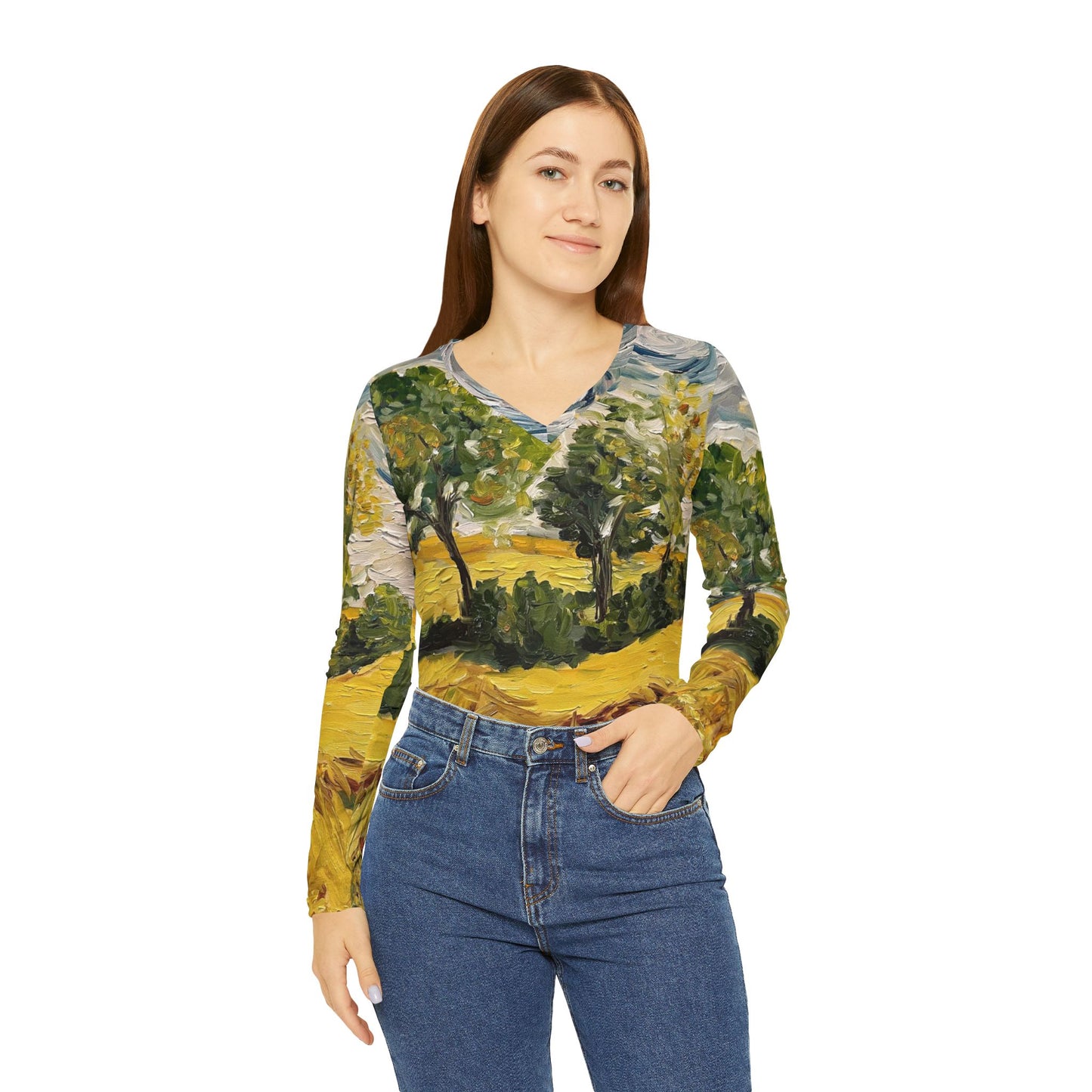 Long Sleeve Shirt-Sunny Day - V-neck Women's