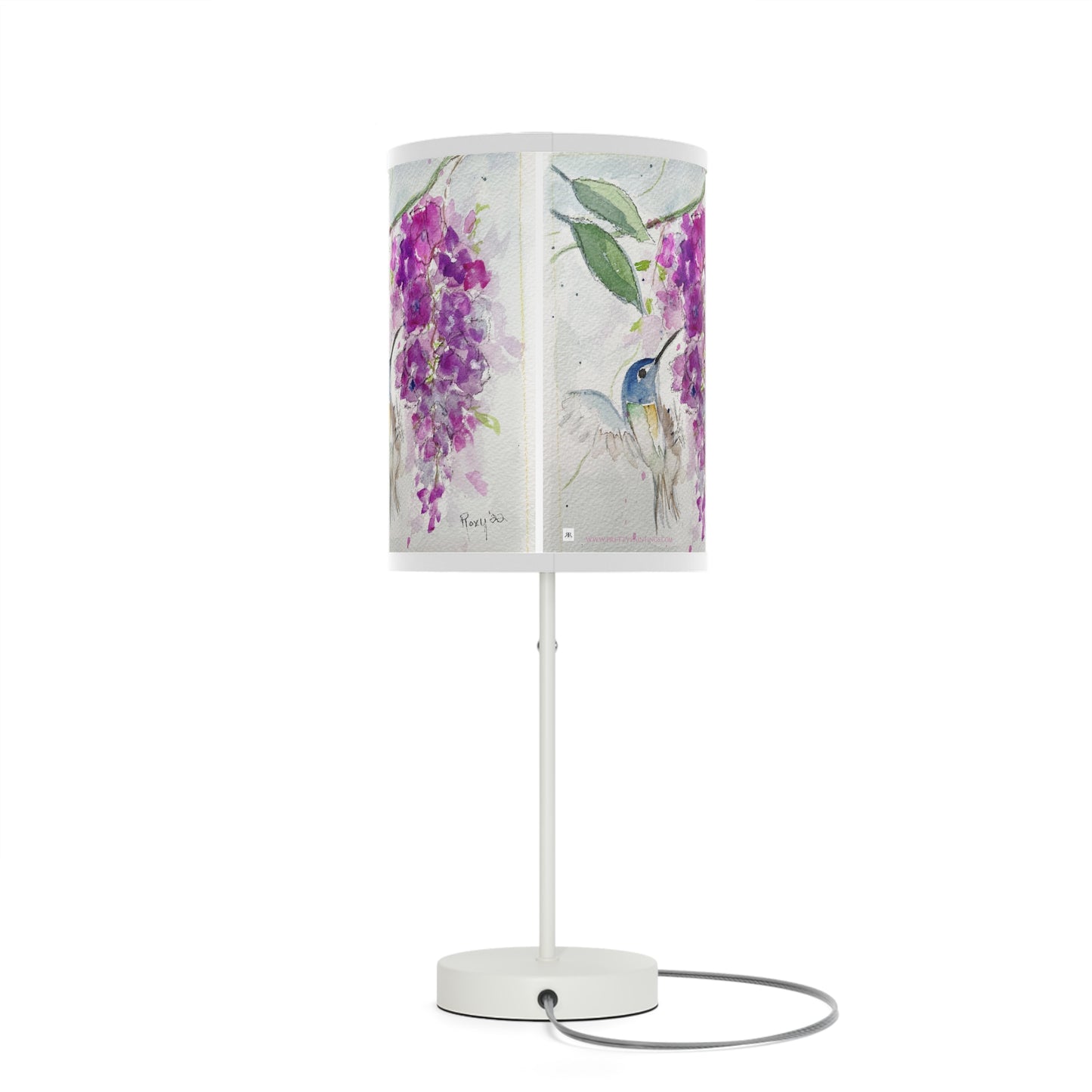 Hummingbird and Pink Wisteria Lamp on a Stand, US|CA plug