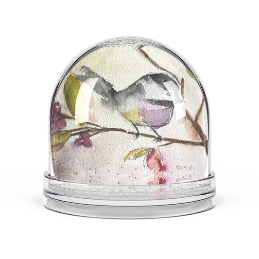 Snow Globe - Chickadee in a Berry Tree