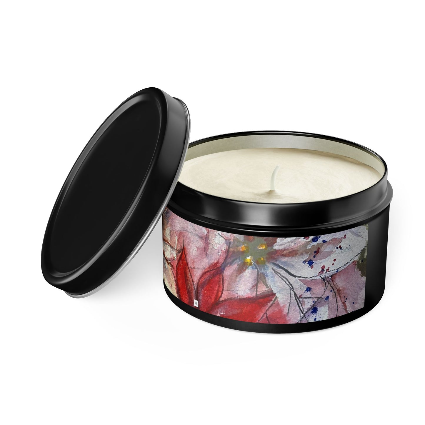 Tin Candle-Poinsettias