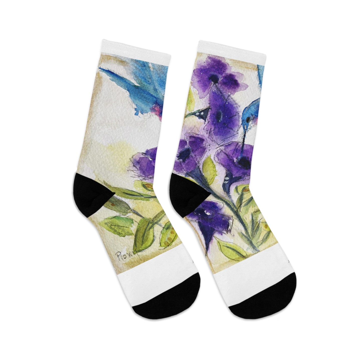 Hummingbird with Purple Tube Flowers Socks