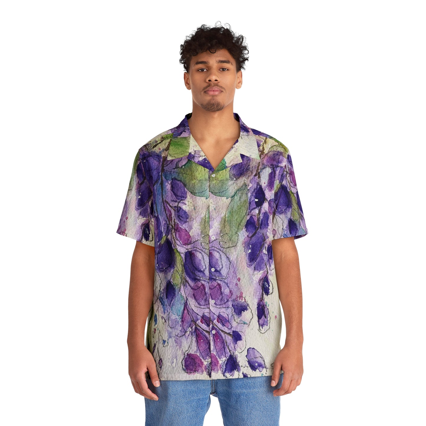 Men's Hawaiian Shirt- Purple Wisteria