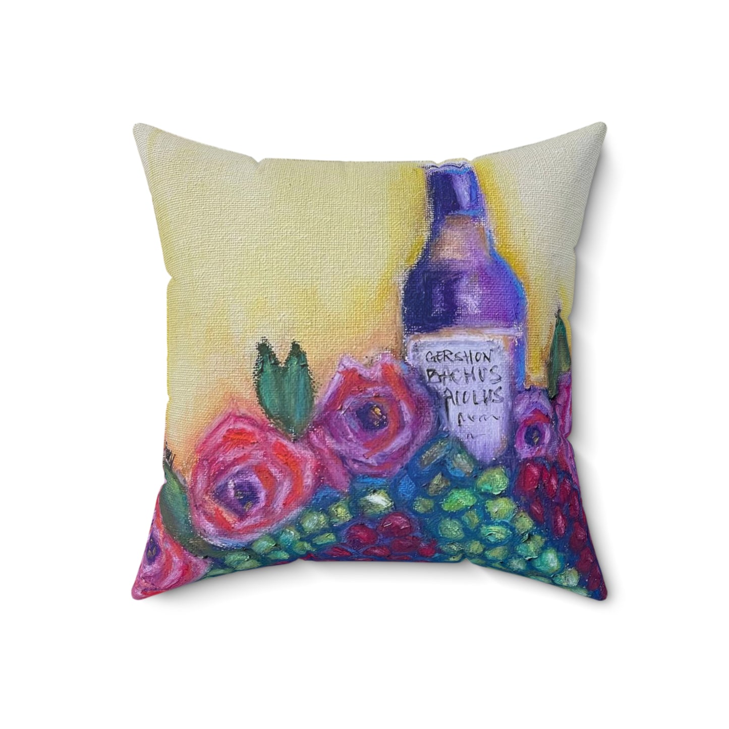 GBV Wine and Roses Indoor Spun Polyester Square Pillow