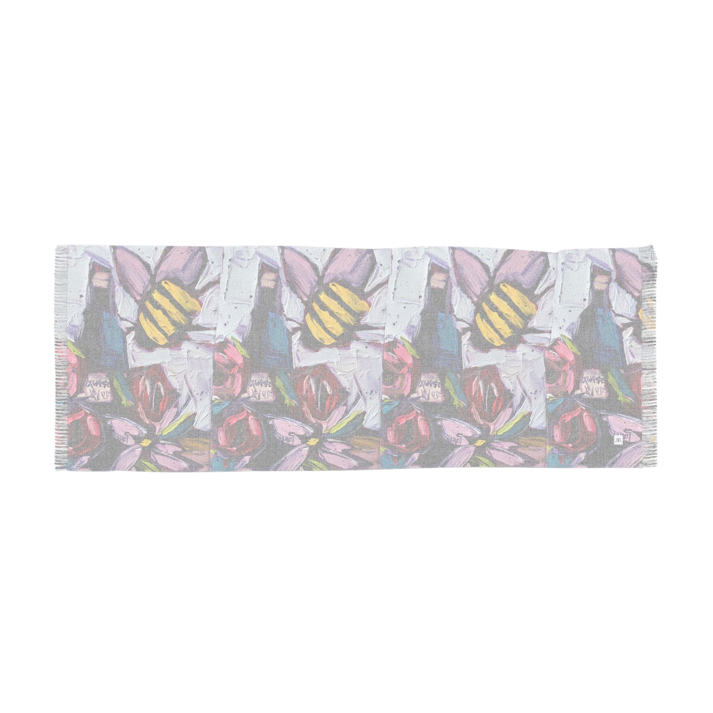 Colorful Scarf — Artistic Lightweight Neck Wrap- Bee Happy Wine and Roses